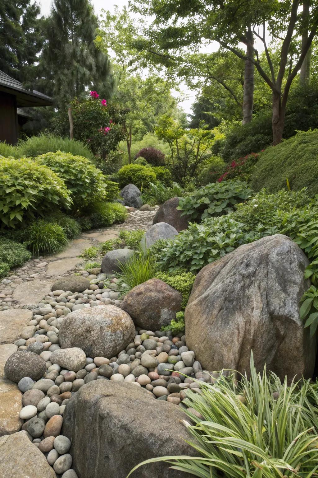 A mixture of surfaces and dimensions crafts visual allure within your garden.