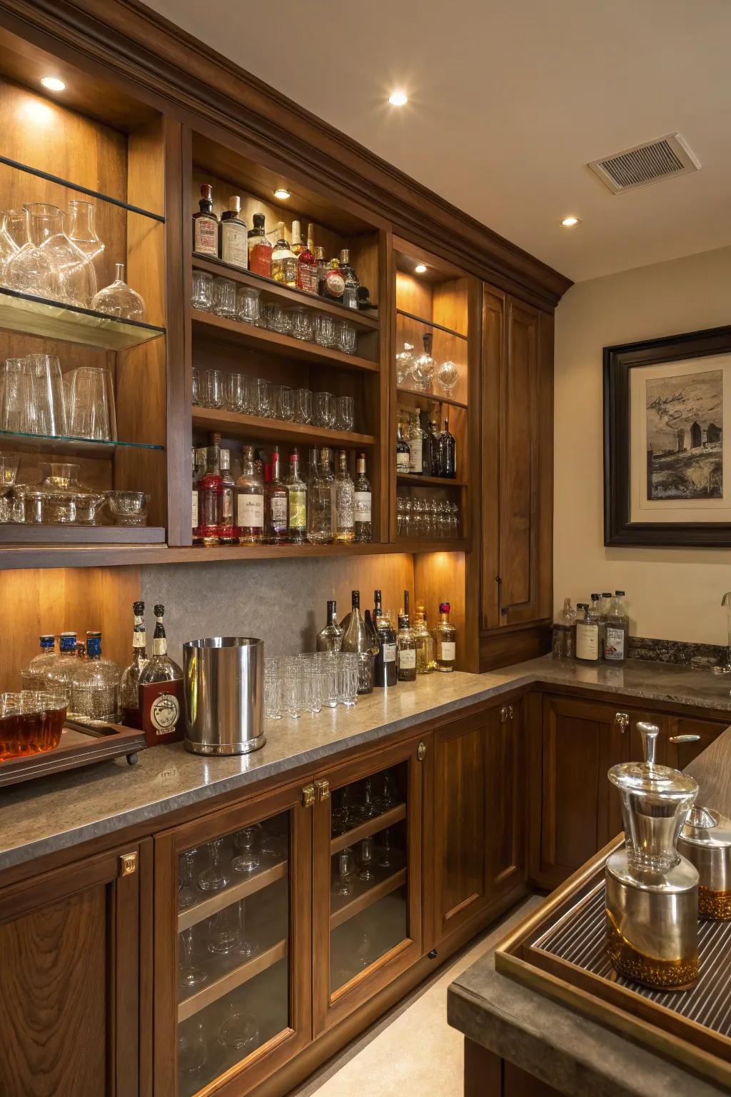 A well-equipped bar is central to any spirits room.