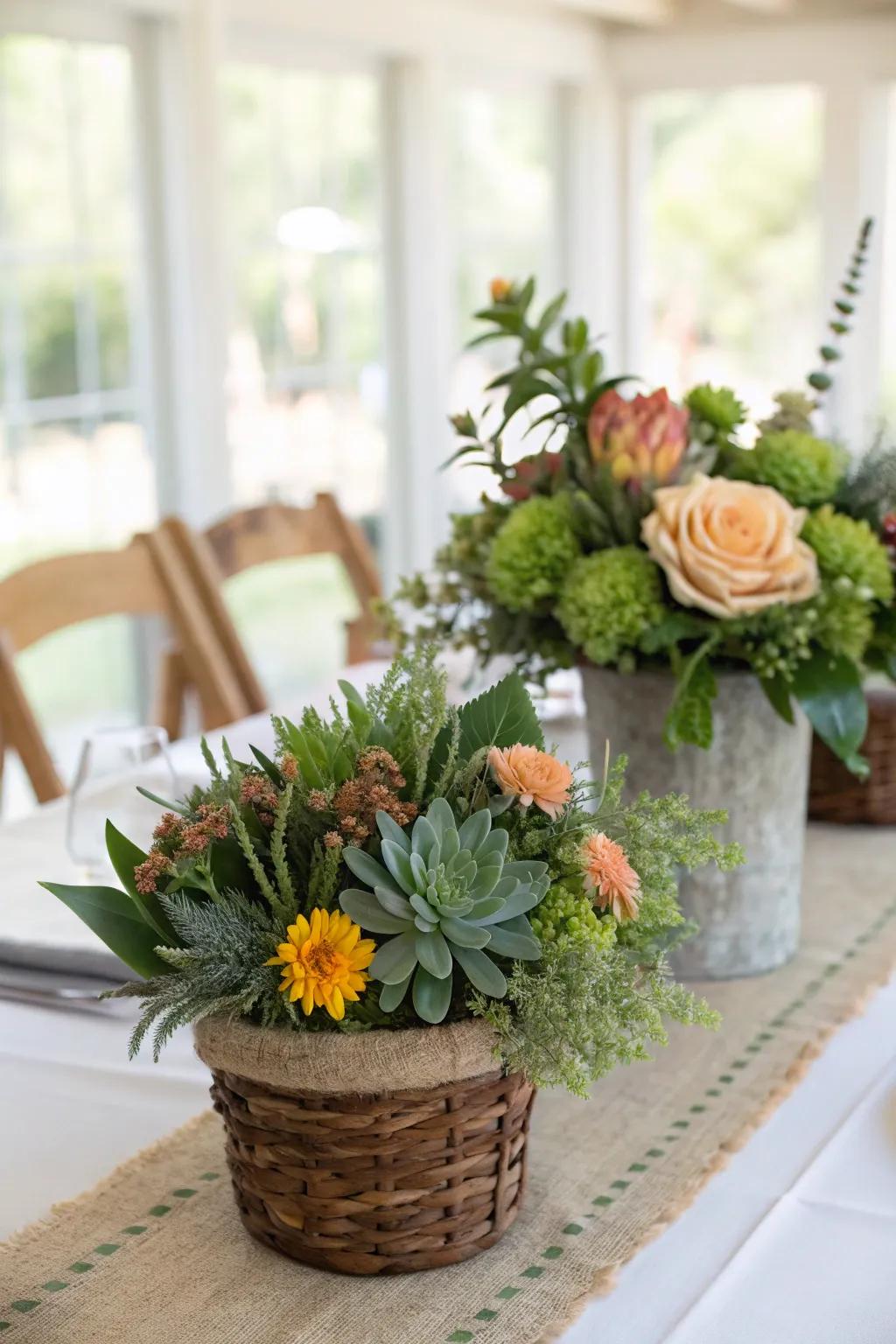 All-natural beauty with living centerpieces.