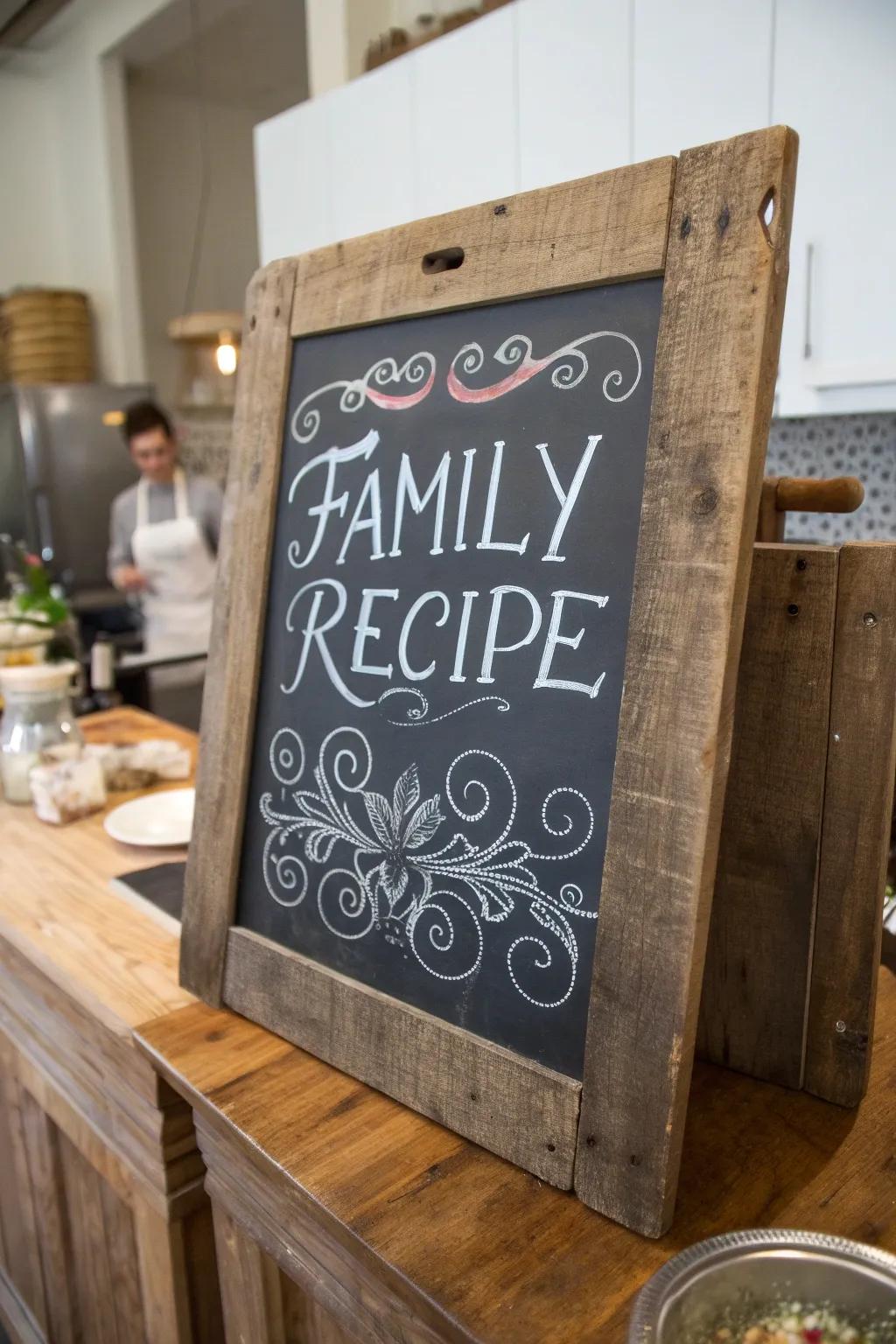 A treasured family dish proudly presented, adding a unique flair to the cooking space.