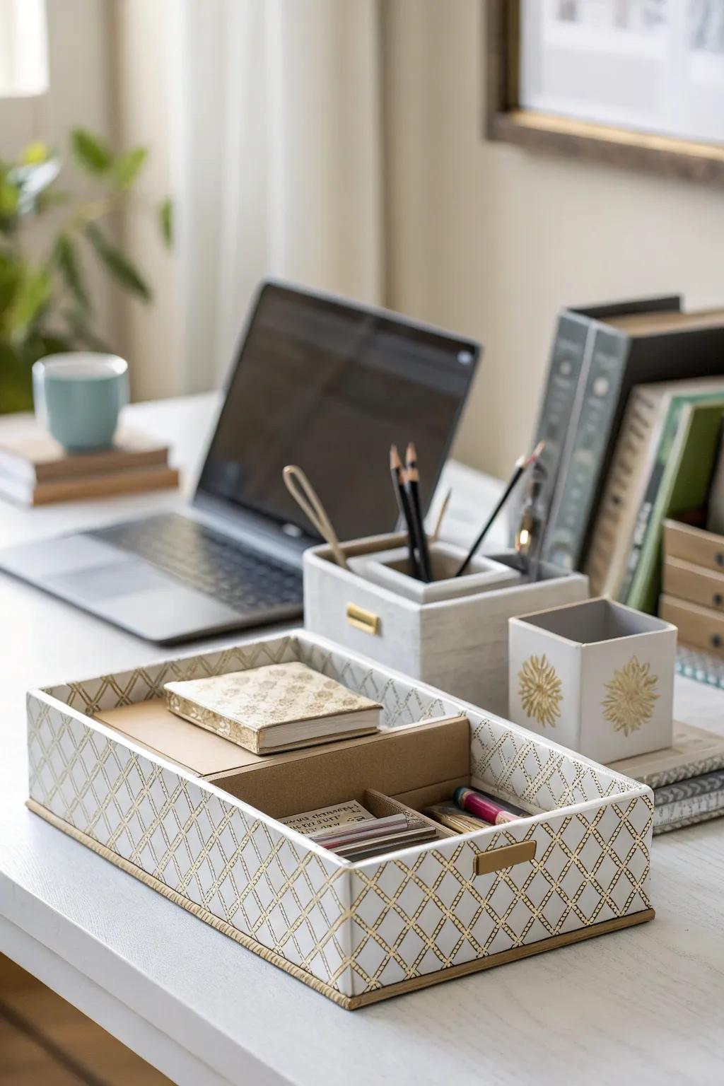 Refined organizers ensure your workspace remains tidy and stylish.