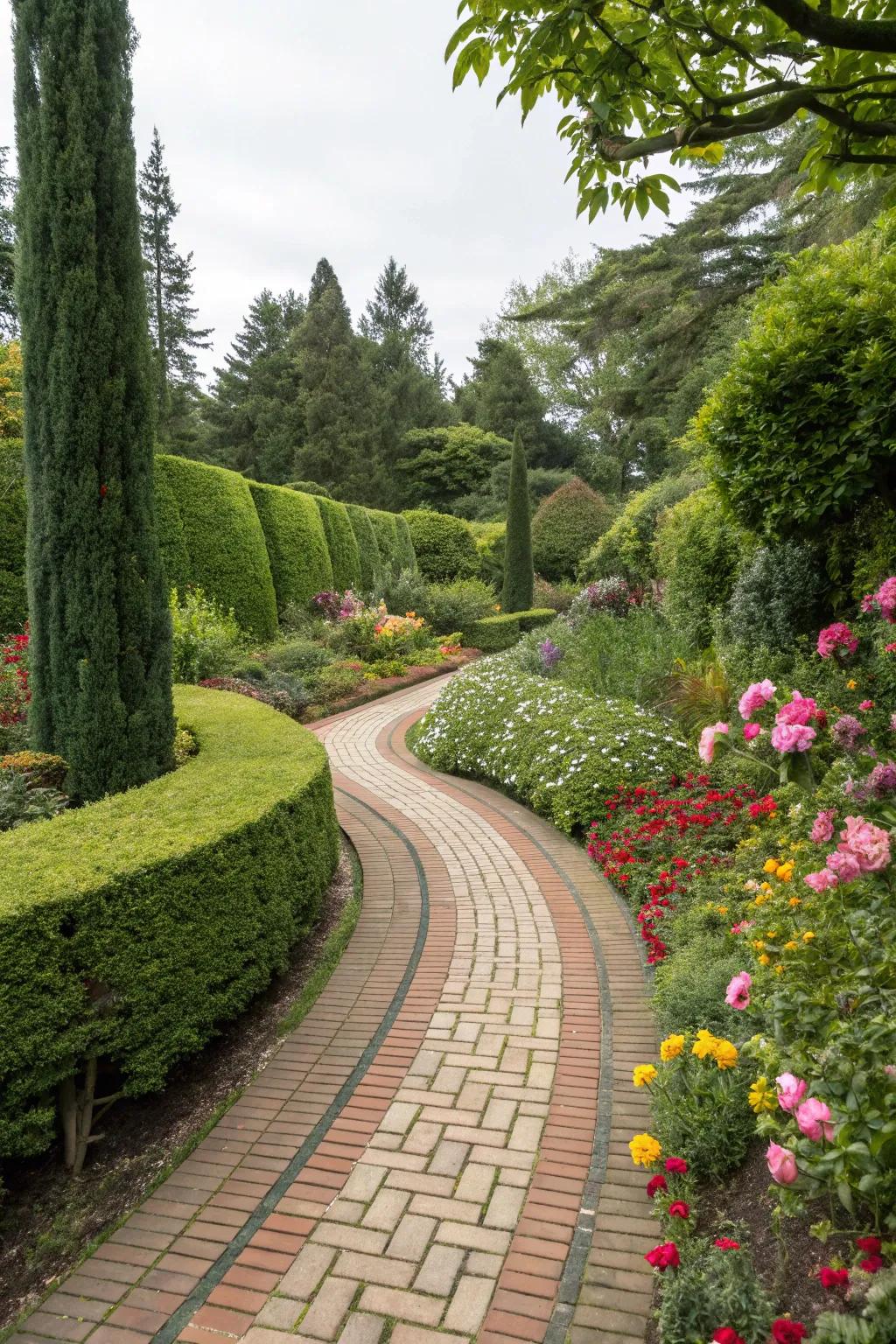 Patterned pathways guide you through this scenic garden