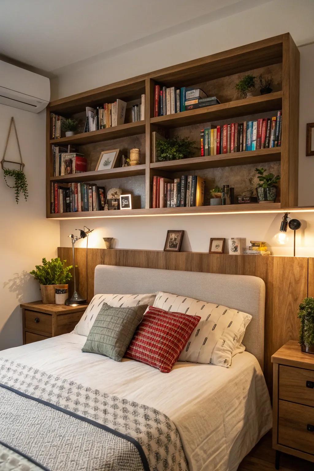 A headboard featuring concealed storage is a major improvement.