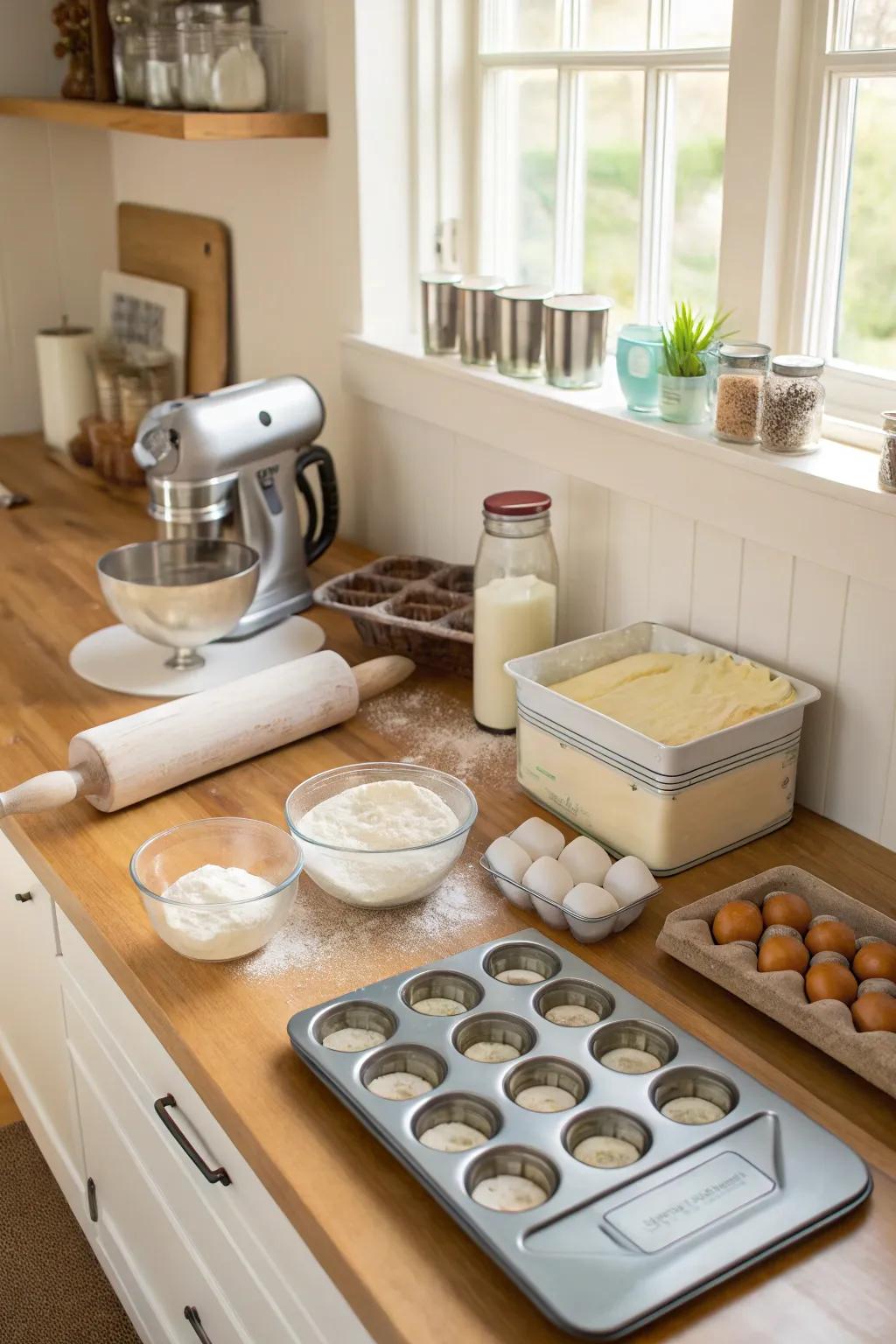 A designated baking zone boosts productivity and delight.