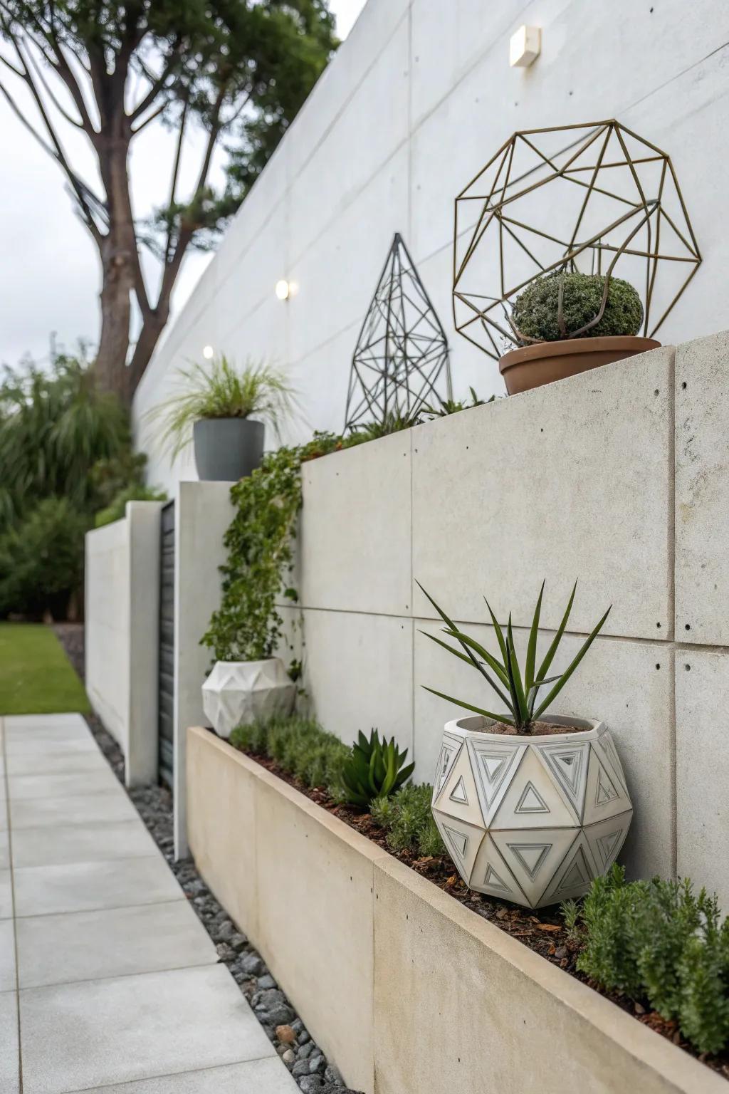 Modern materials create streamlined and fashionable garden walls.
