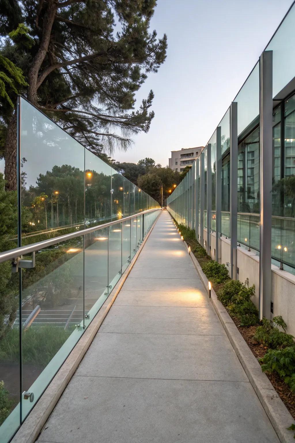 Glass boundaries present a polished, unobstructed sight.