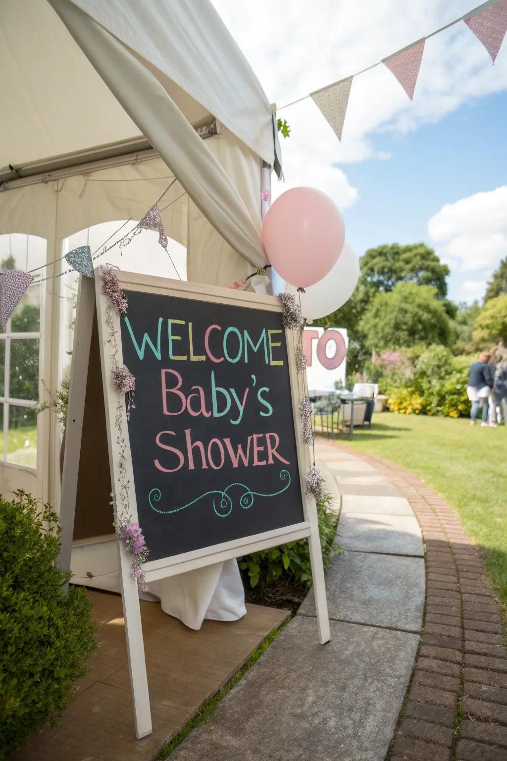 Charming signage brings a personal touch to the celebration.