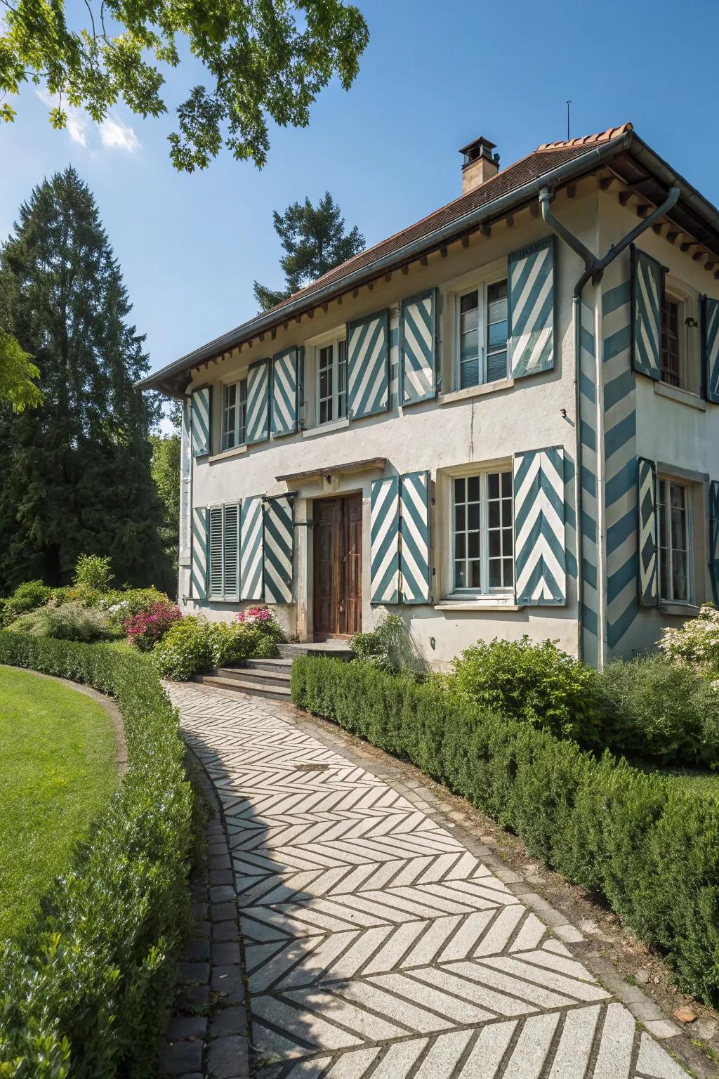 Residence showcasing unique Z-pattern shutters.