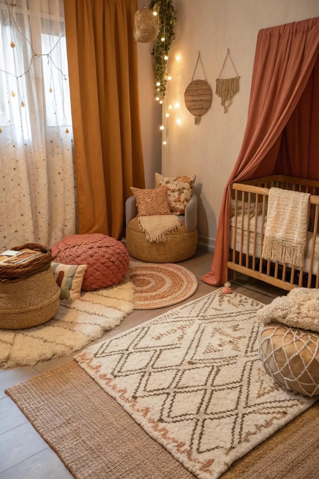 Comforting textures imbue warmth and comfort into any nursery environment.