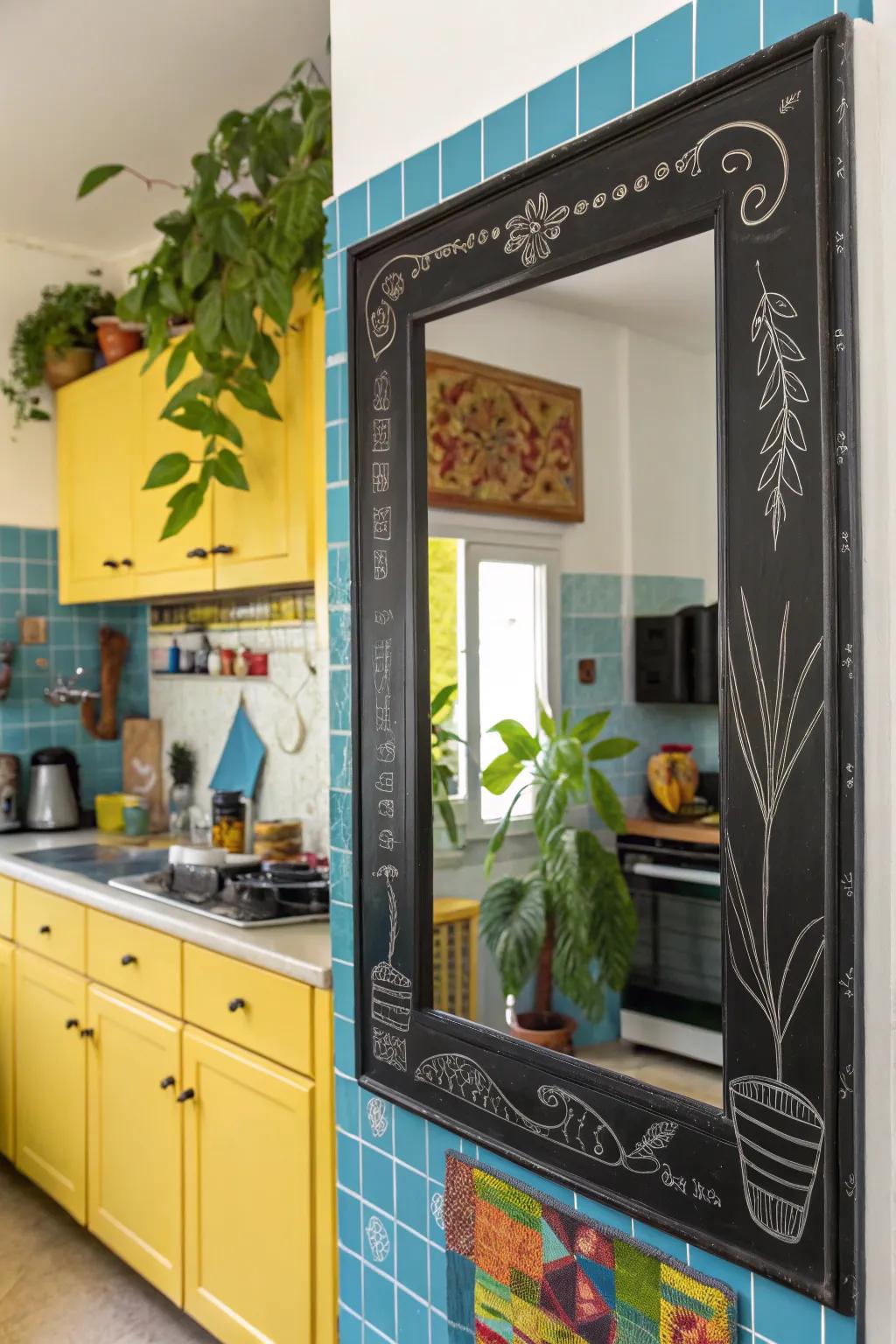 Slate covering transforms your frame into a playful, interactive item.