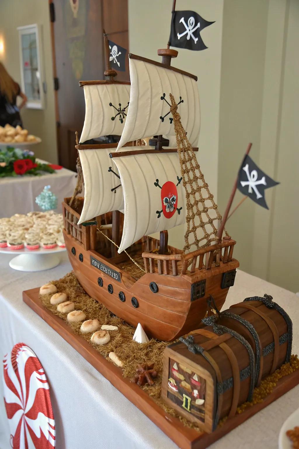 Amaze your guests with a magnificent pirate vessel pastry.
