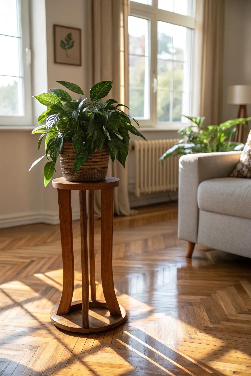 Achieve a sense of harmony with decor-integrated plant stands.