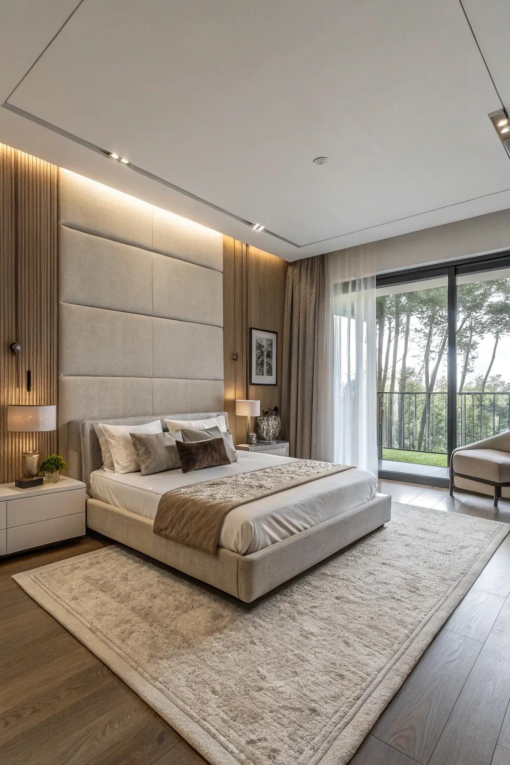 Contemporary decor complements modern platform beds.