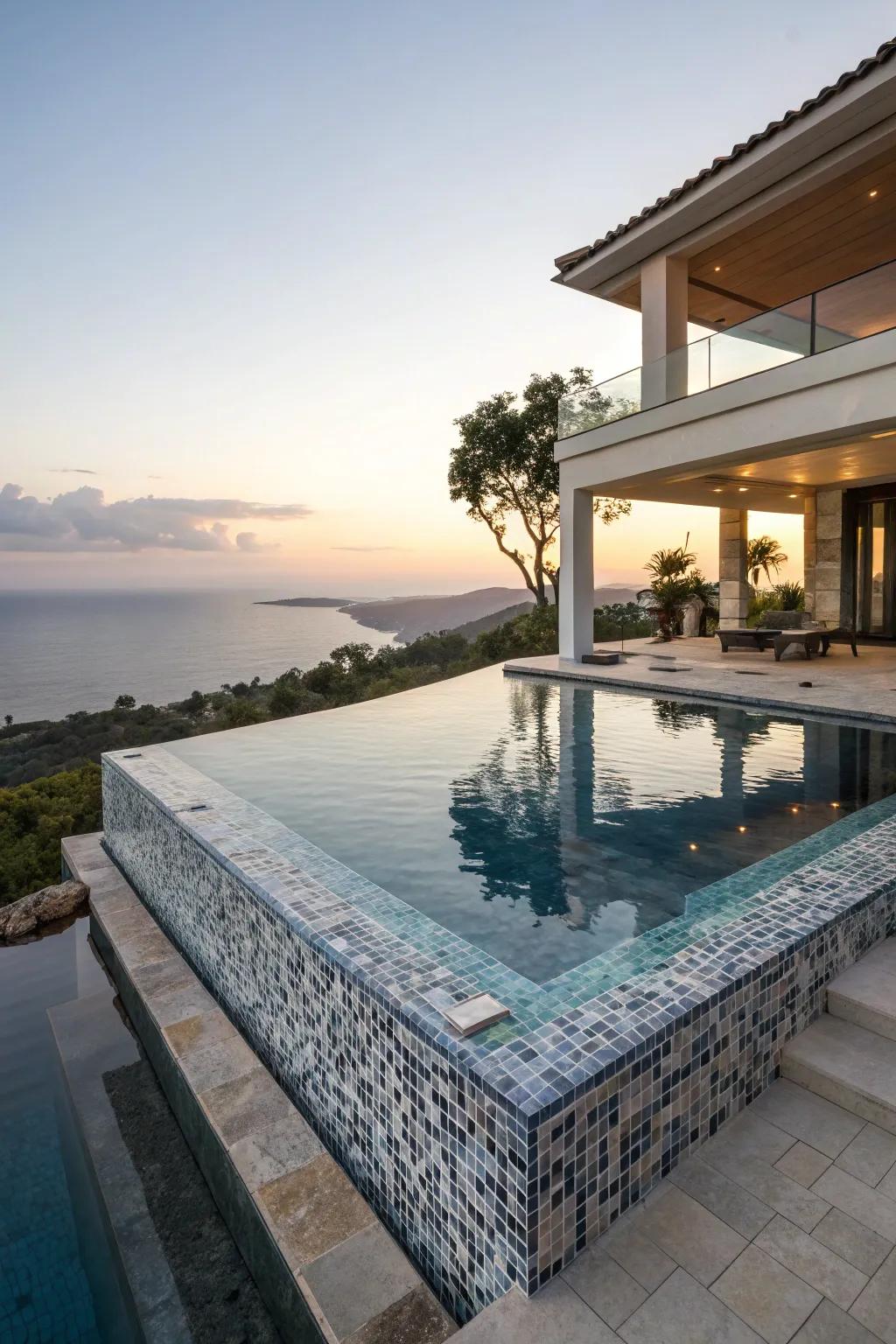 Distinctive features such as elevated spas and endless edges add opulence to any pool.