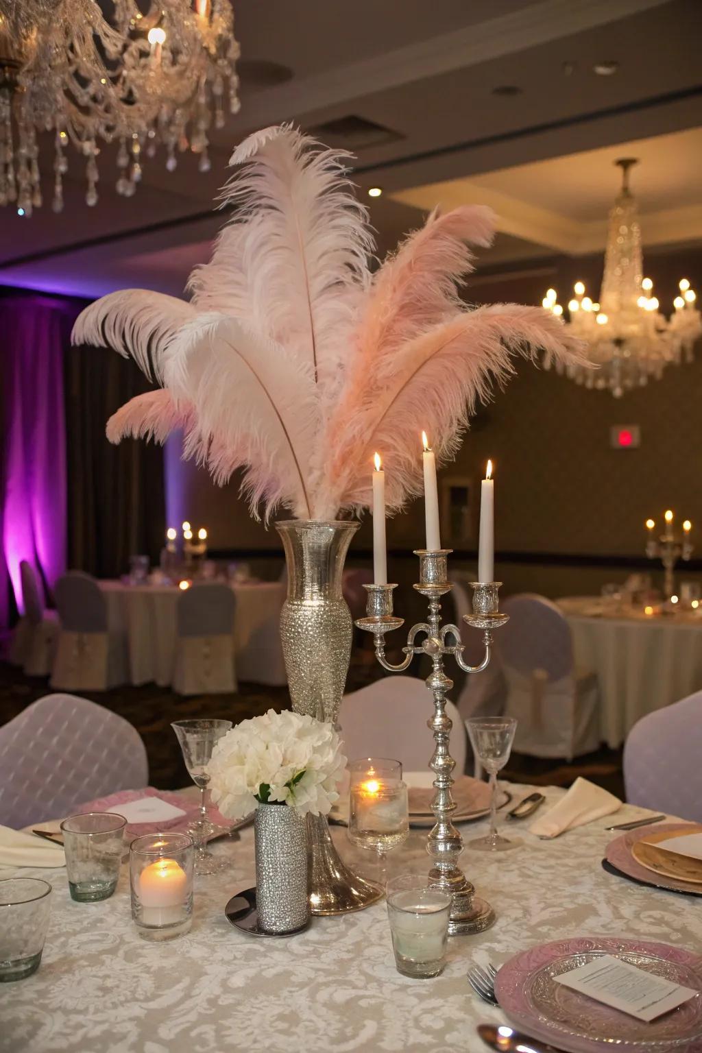 Plumes amplify theatricality and poise to any dance motif.