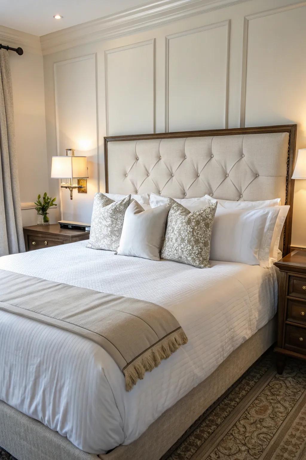 Minimalist pillow compositions underscore lucidity and grace.