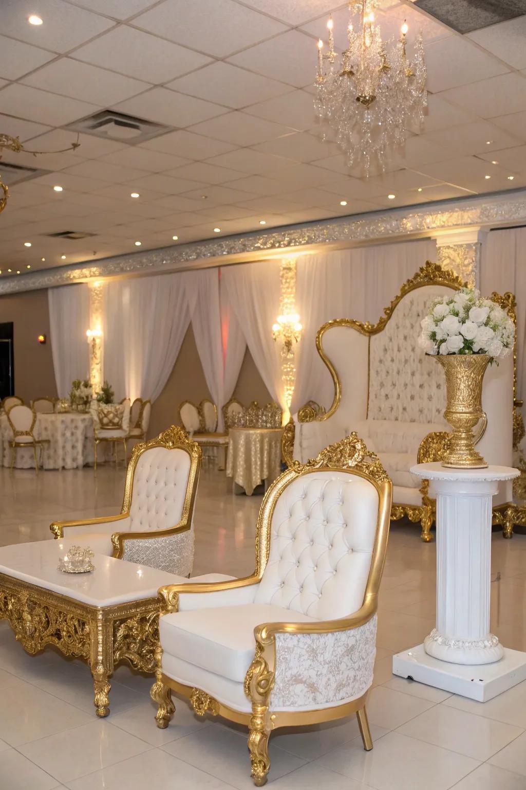 Fancy furniture adds a royal touch to the venue.