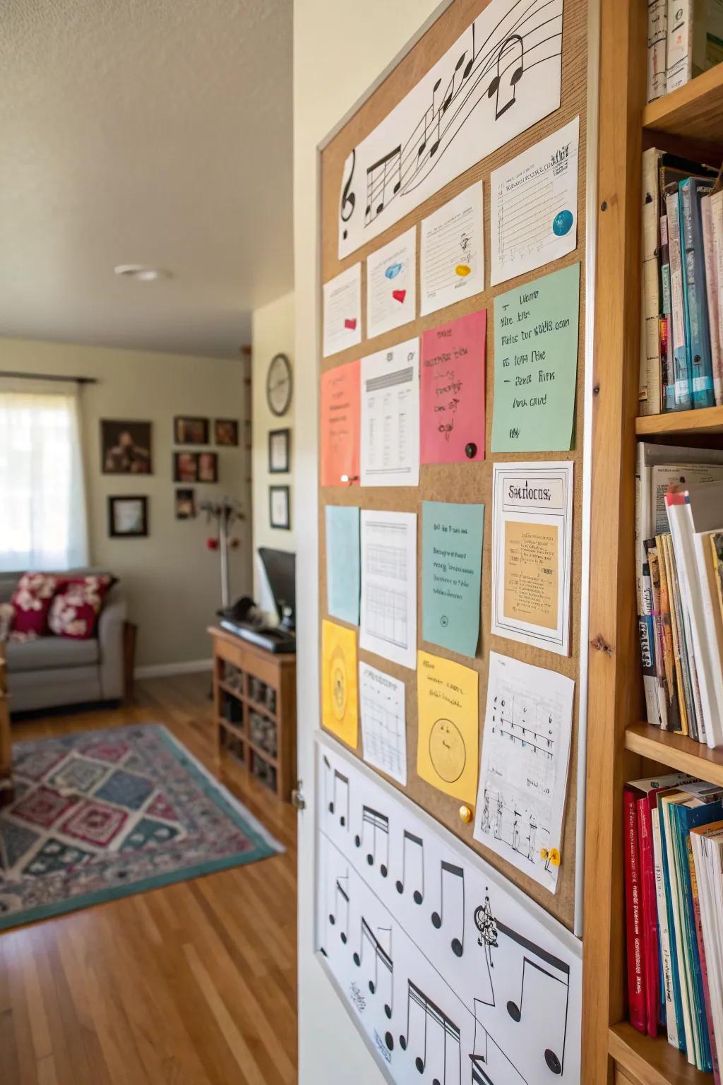 A board themed around music, suggesting playlists for better focus.