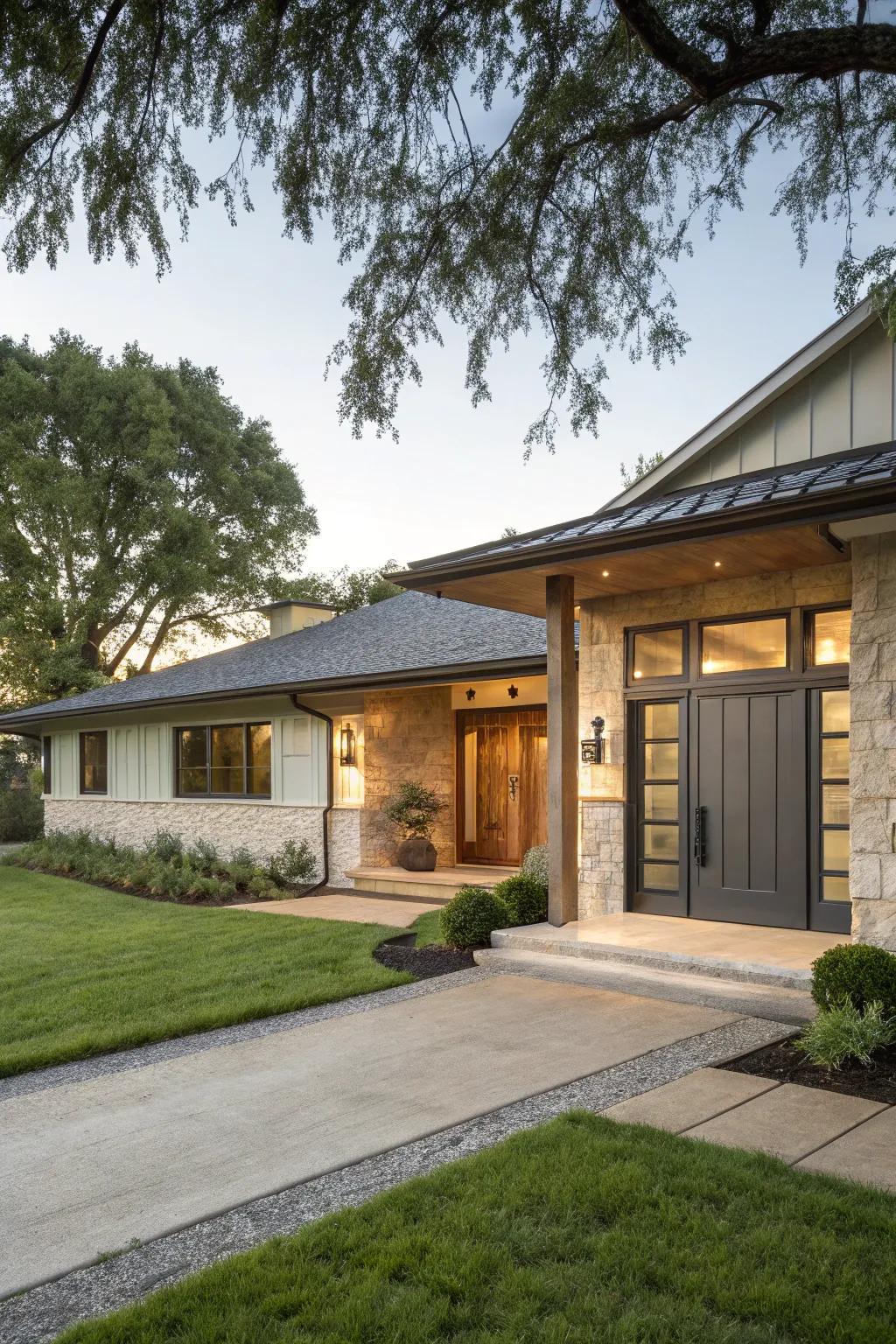 A modern metal entrance for a refined, contemporary vibe.