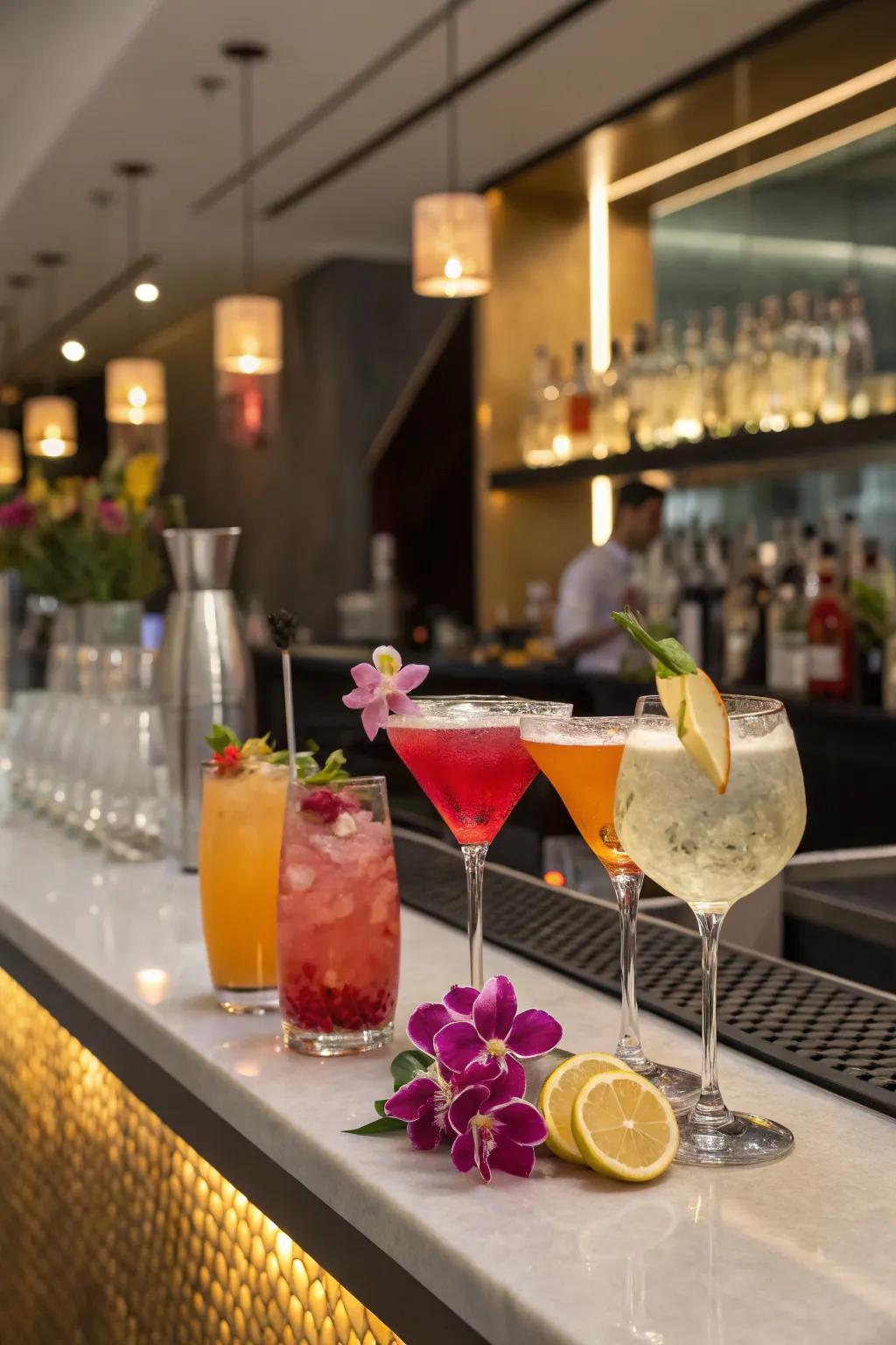 Specialty cocktails crafted for the retirement celebration.