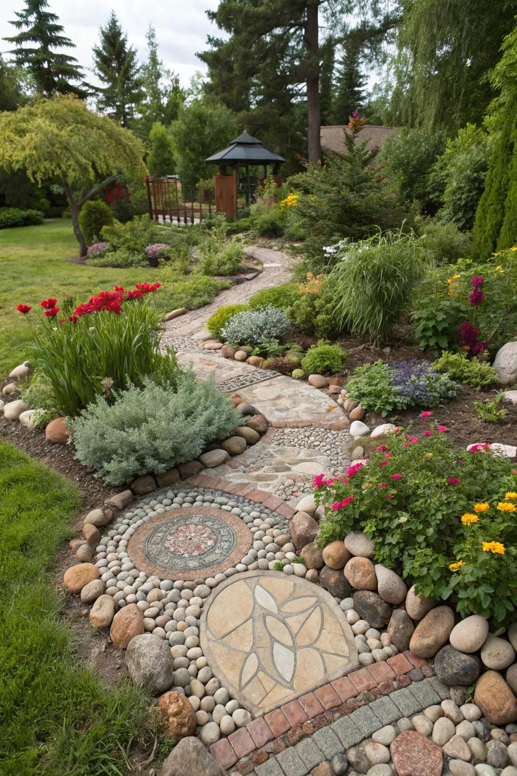Accentuate your garden via vibrant, diverse streamside stones.
