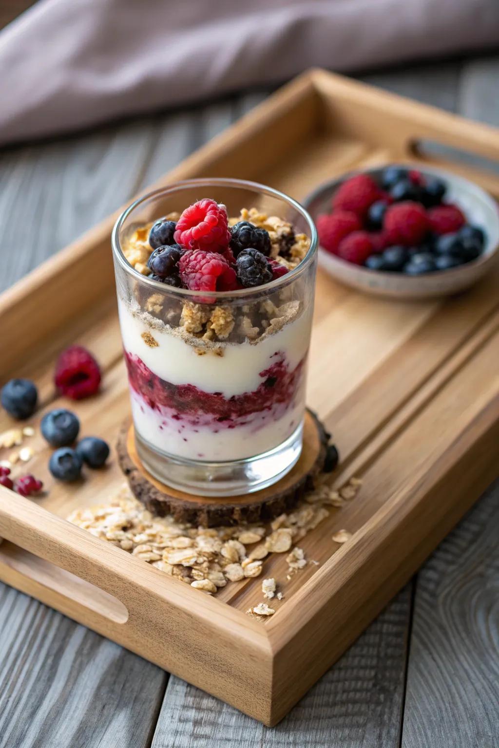 A layered creamy treat is both replenishing and delightful.