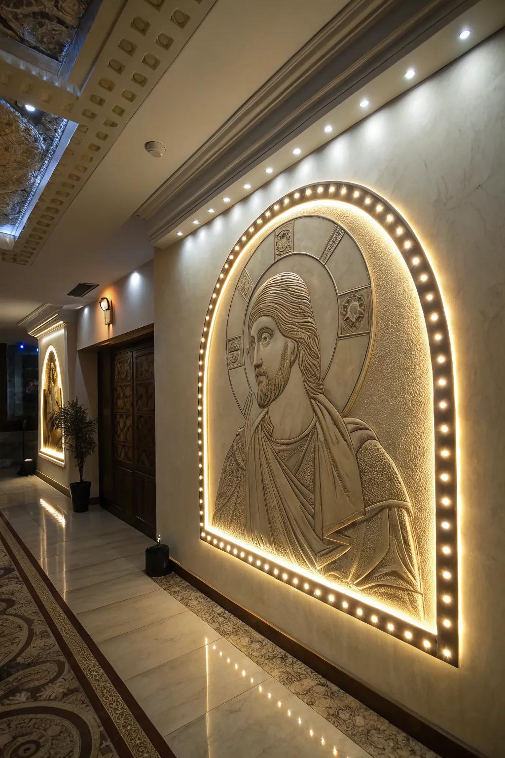 Use LED backlighting to transform your wall art into a main attraction.