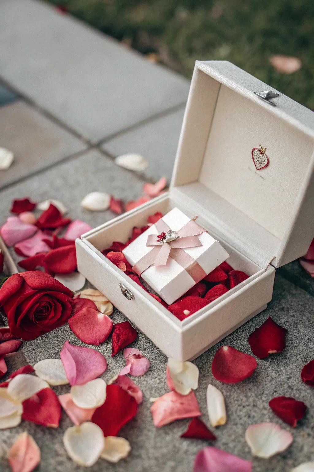 A surprise gift box filled with floral discs