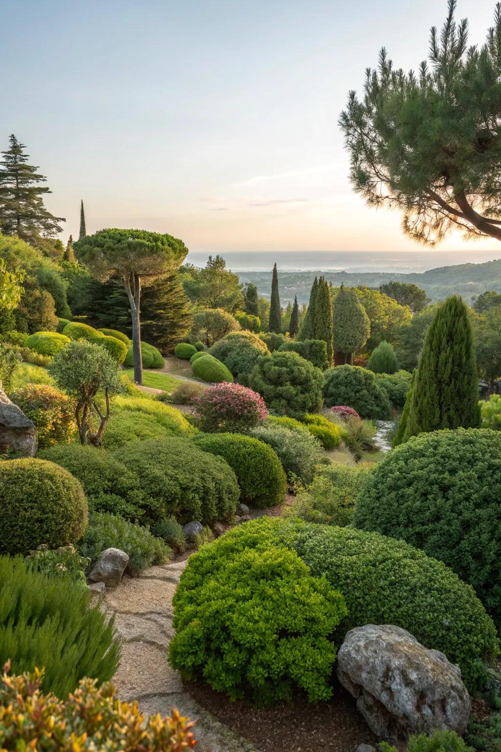 A vibrant garden filled with rich greenery.