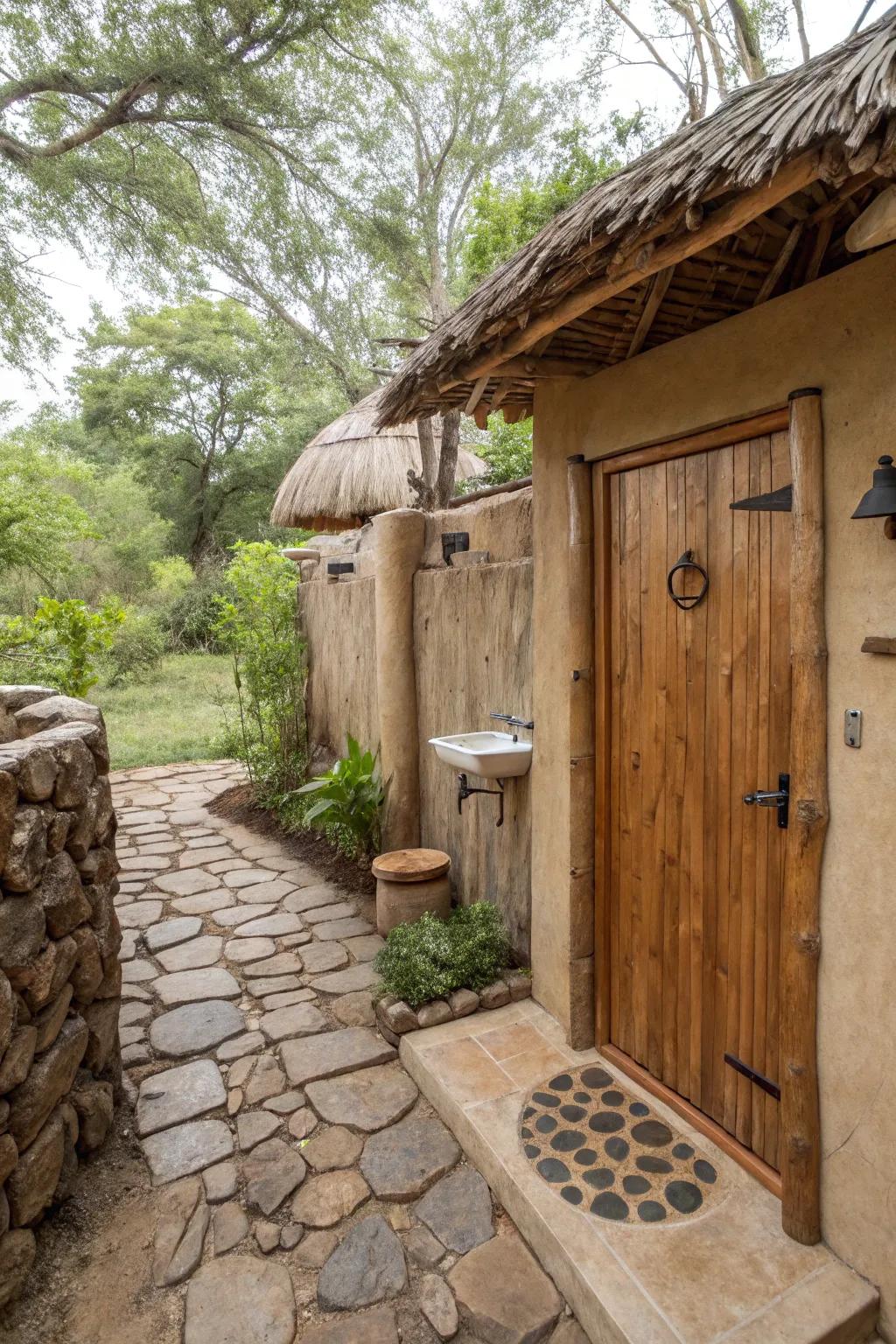 Earthy tones create a serene and united outside space.