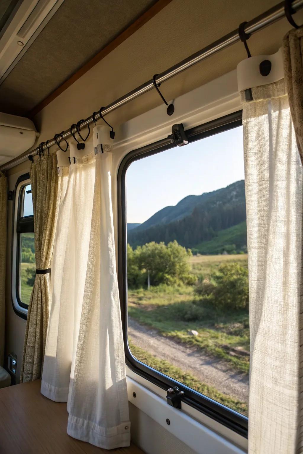 Adhesive hooks provide a drill-free curtain hanging alternative.