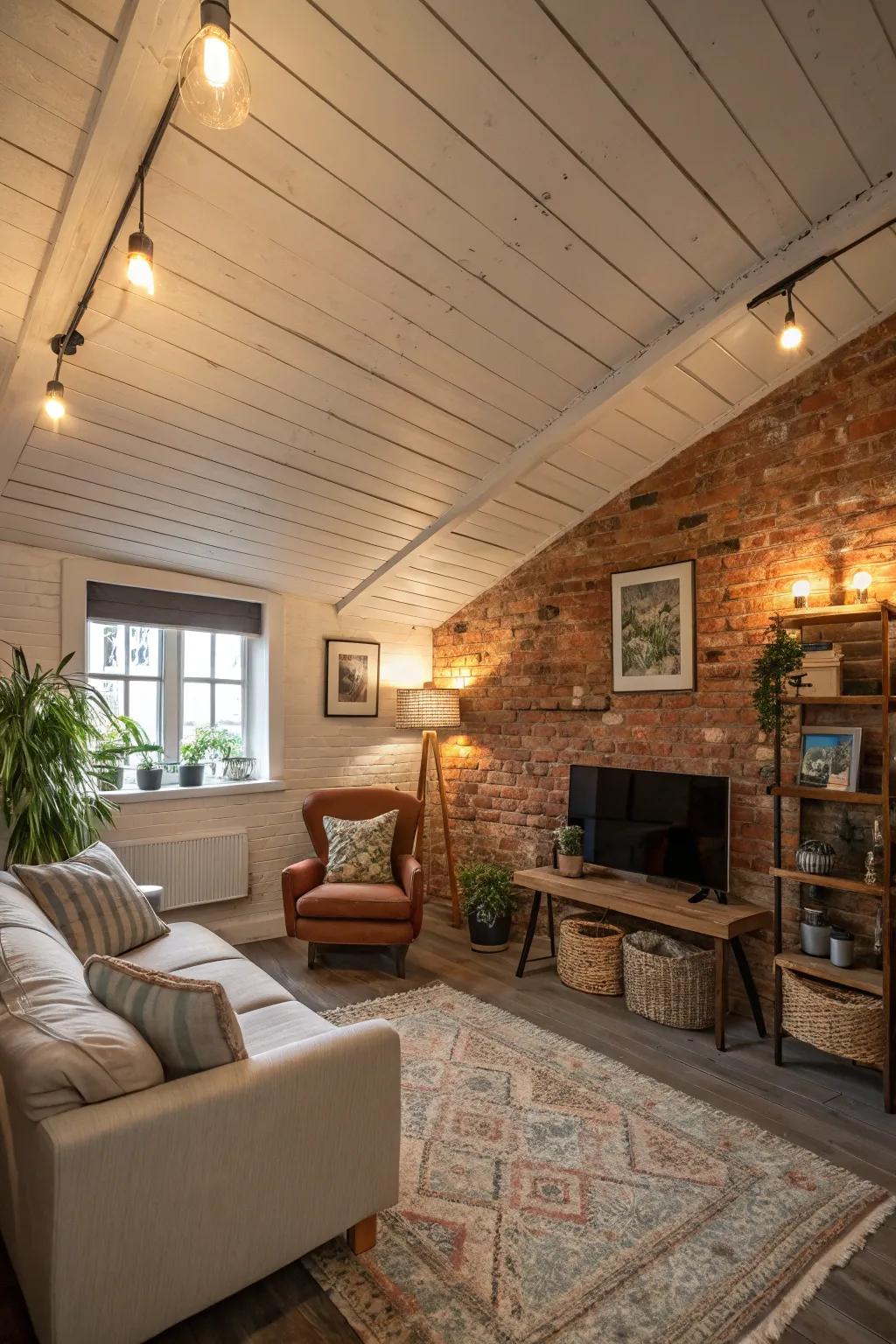 A textured, layered visual crafted by juxtaposing diverse materials with shiplap.