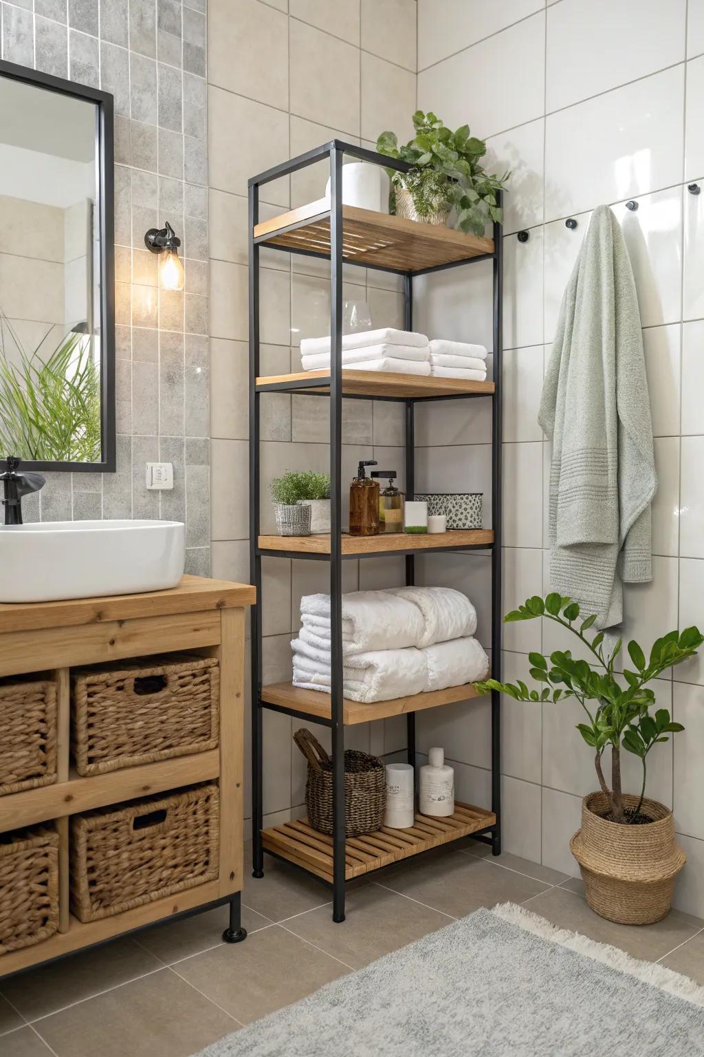 Accessible shelves for storage and flair.