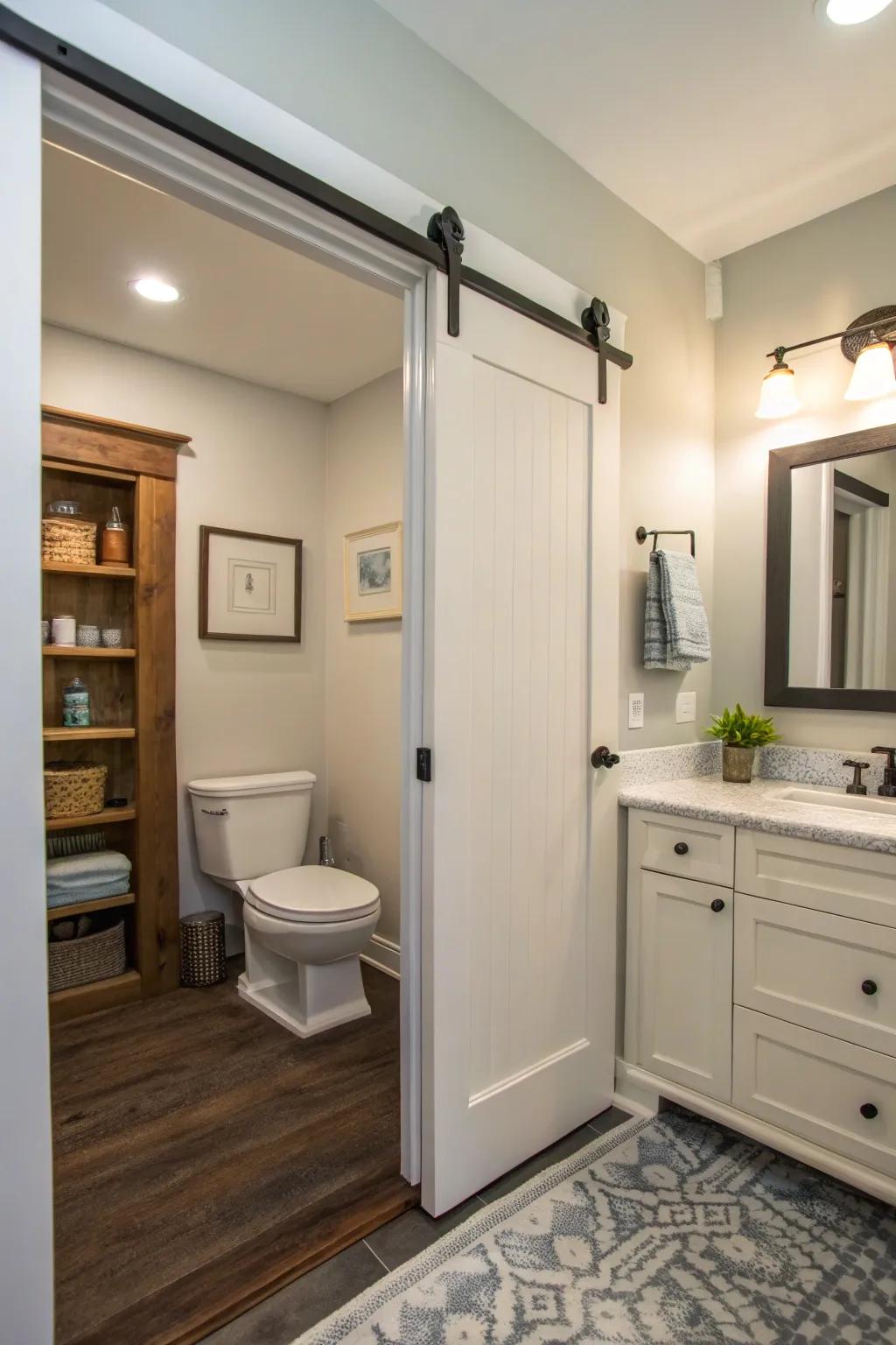 Hidden moving doors save space by disappearing into the wall.