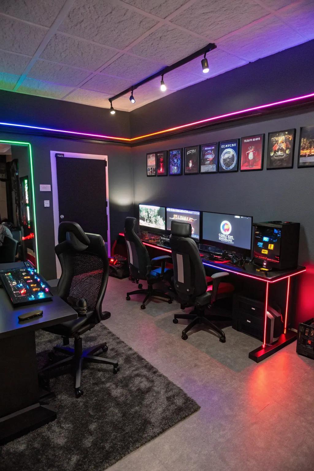 A well-coordinated color scheme enhances the overall visual harmony of your gaming room.
