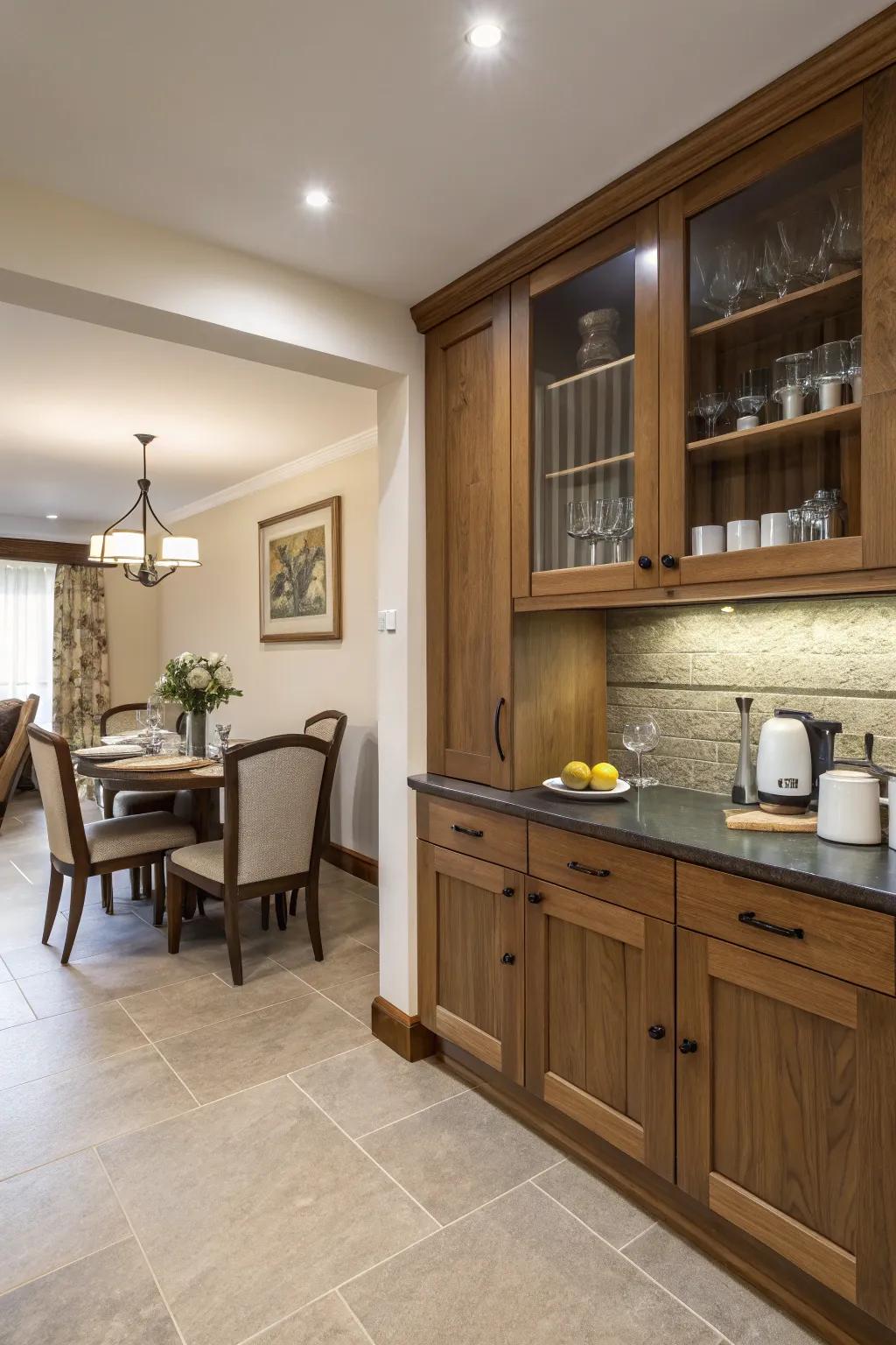 Integrated wall storage ensures essentials are always close by.