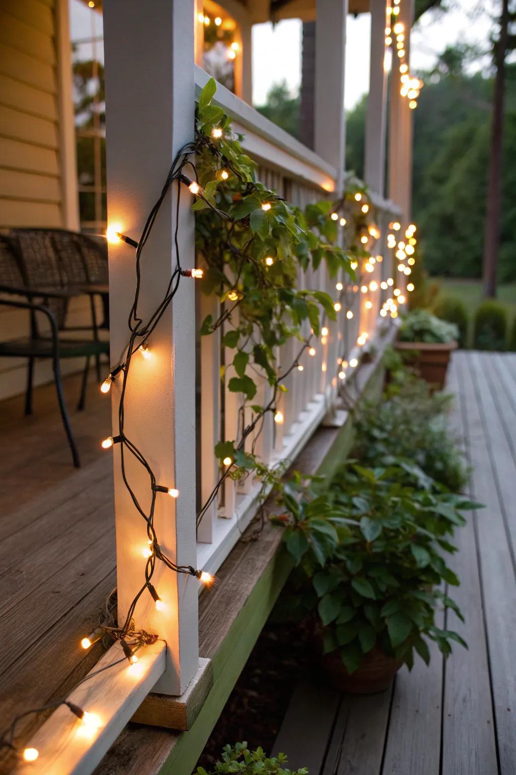 Filament strands contribute a shimmering allure to your porch.