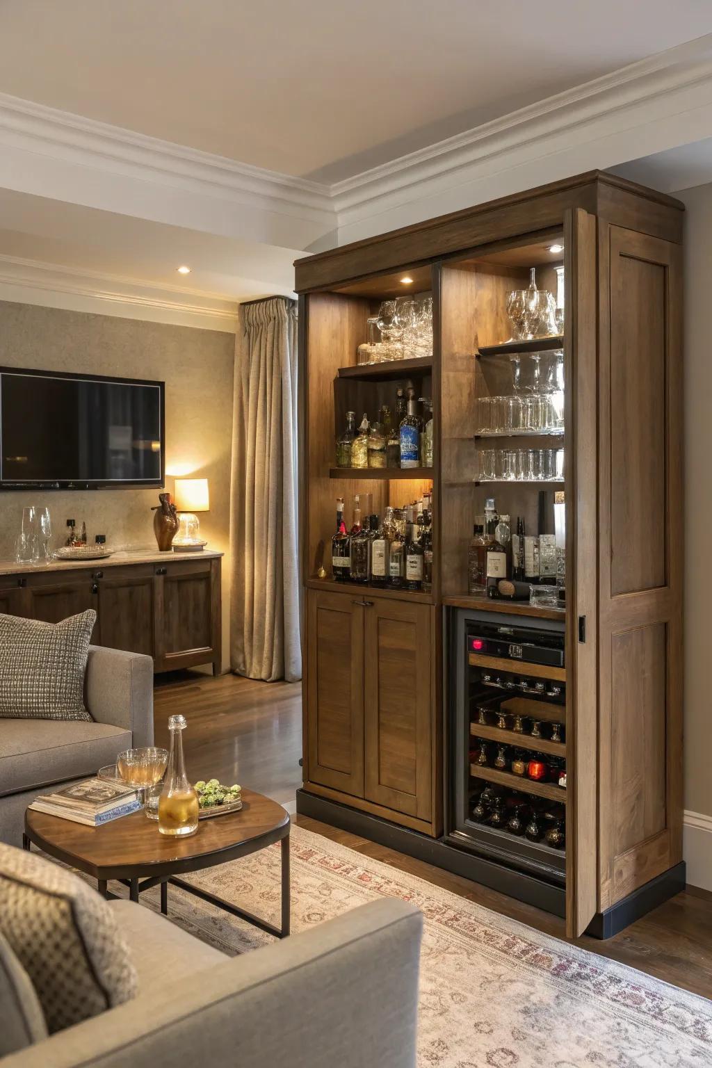 Keep a minimalist look with a concealed bar.