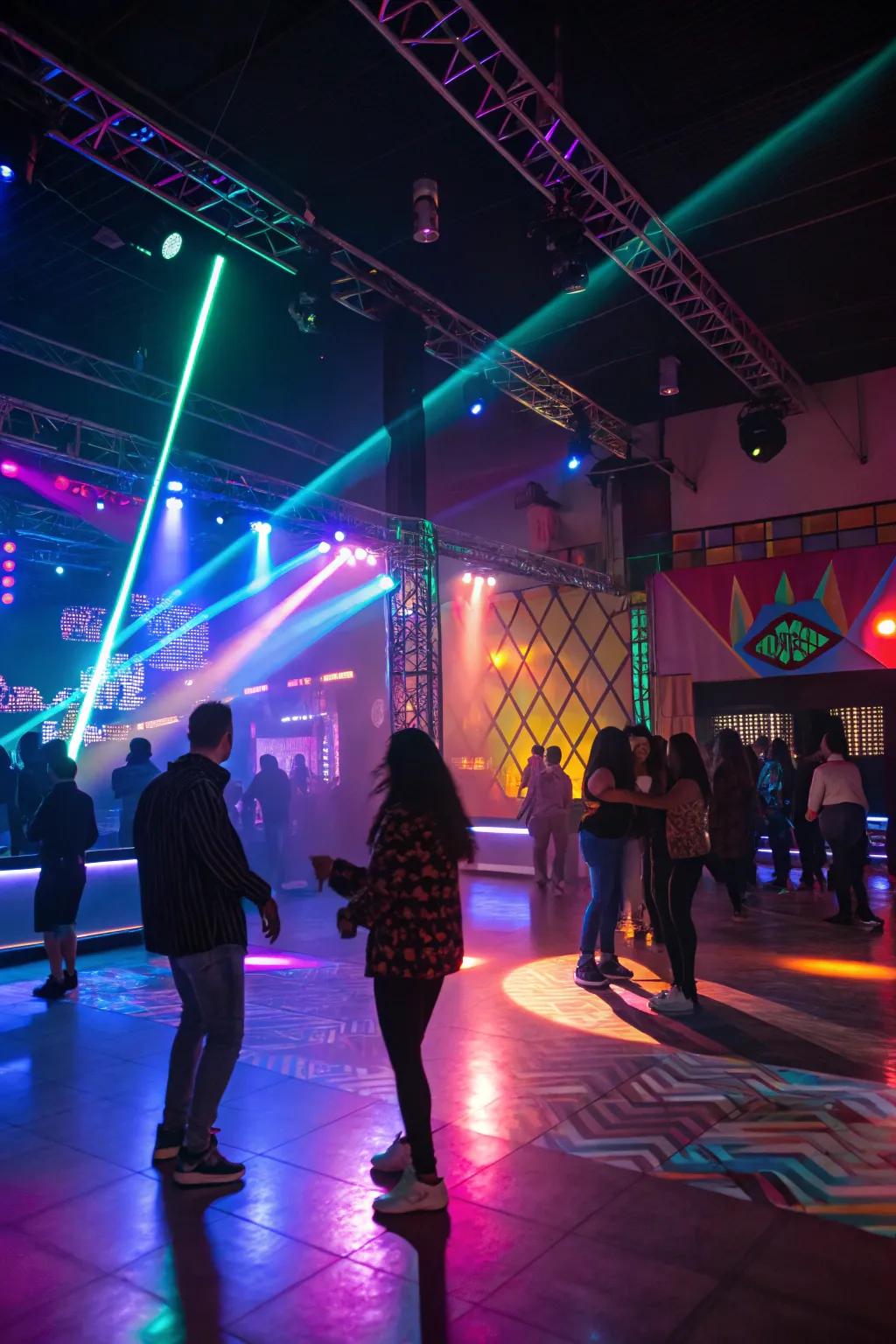 Electric lights adding a powerful touch to the party venue.