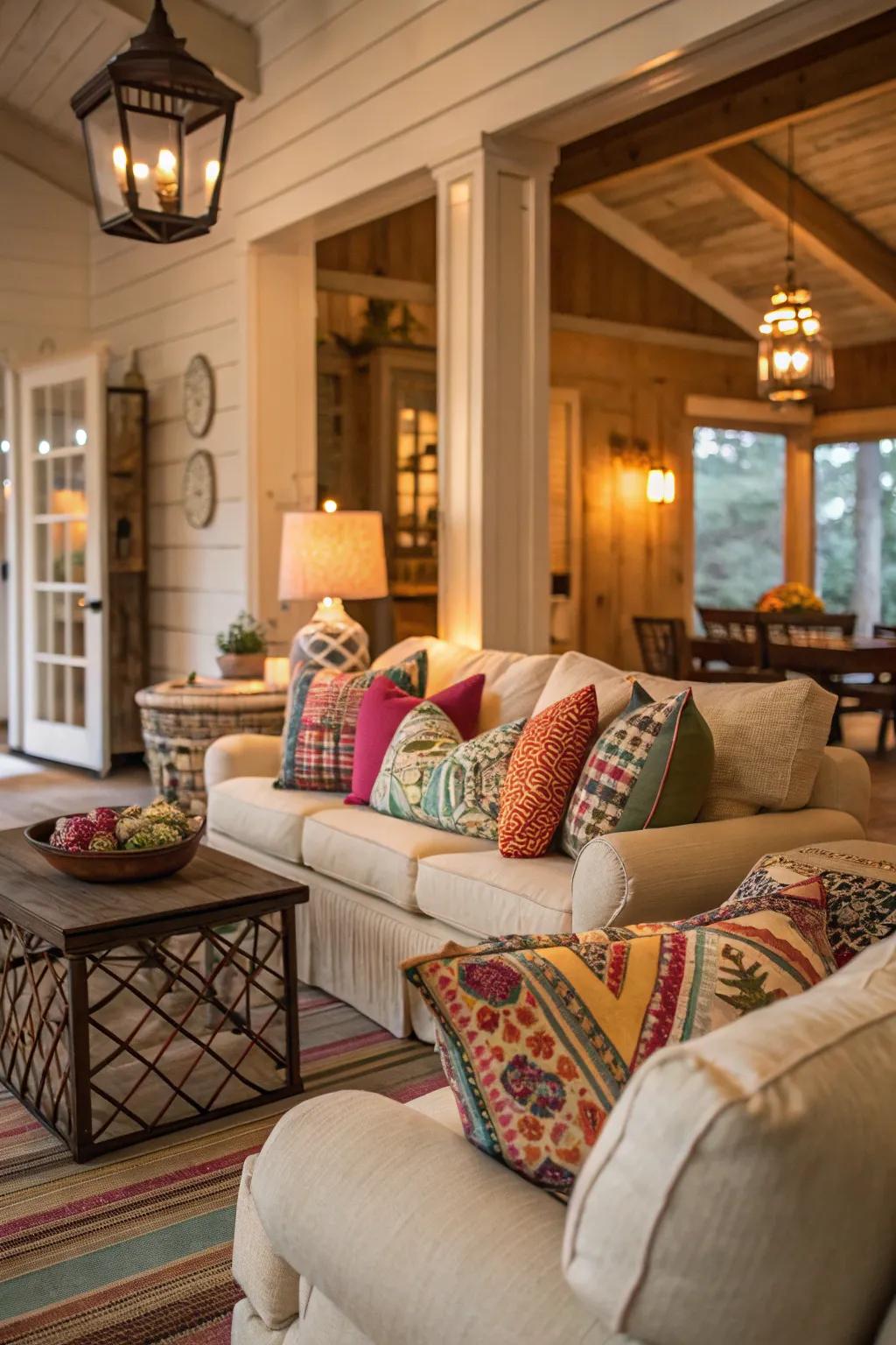 A restful seating zone impeccable for unwinding within a Southern abode.