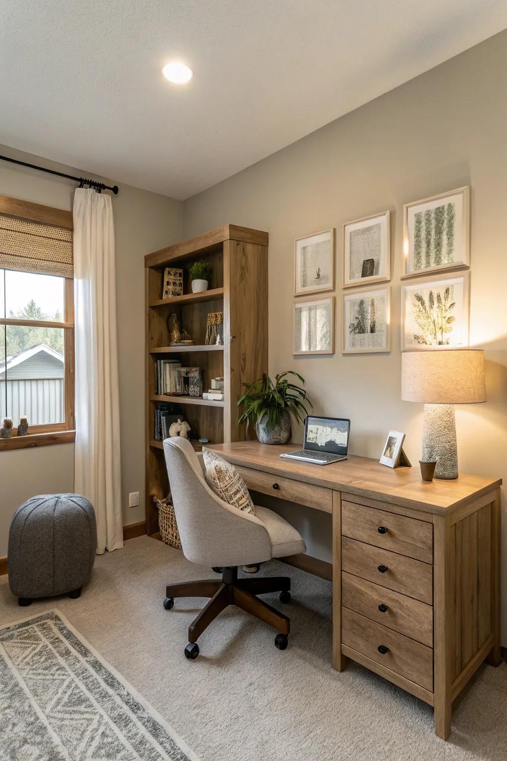Neutral tones establish a versatile and calming space.