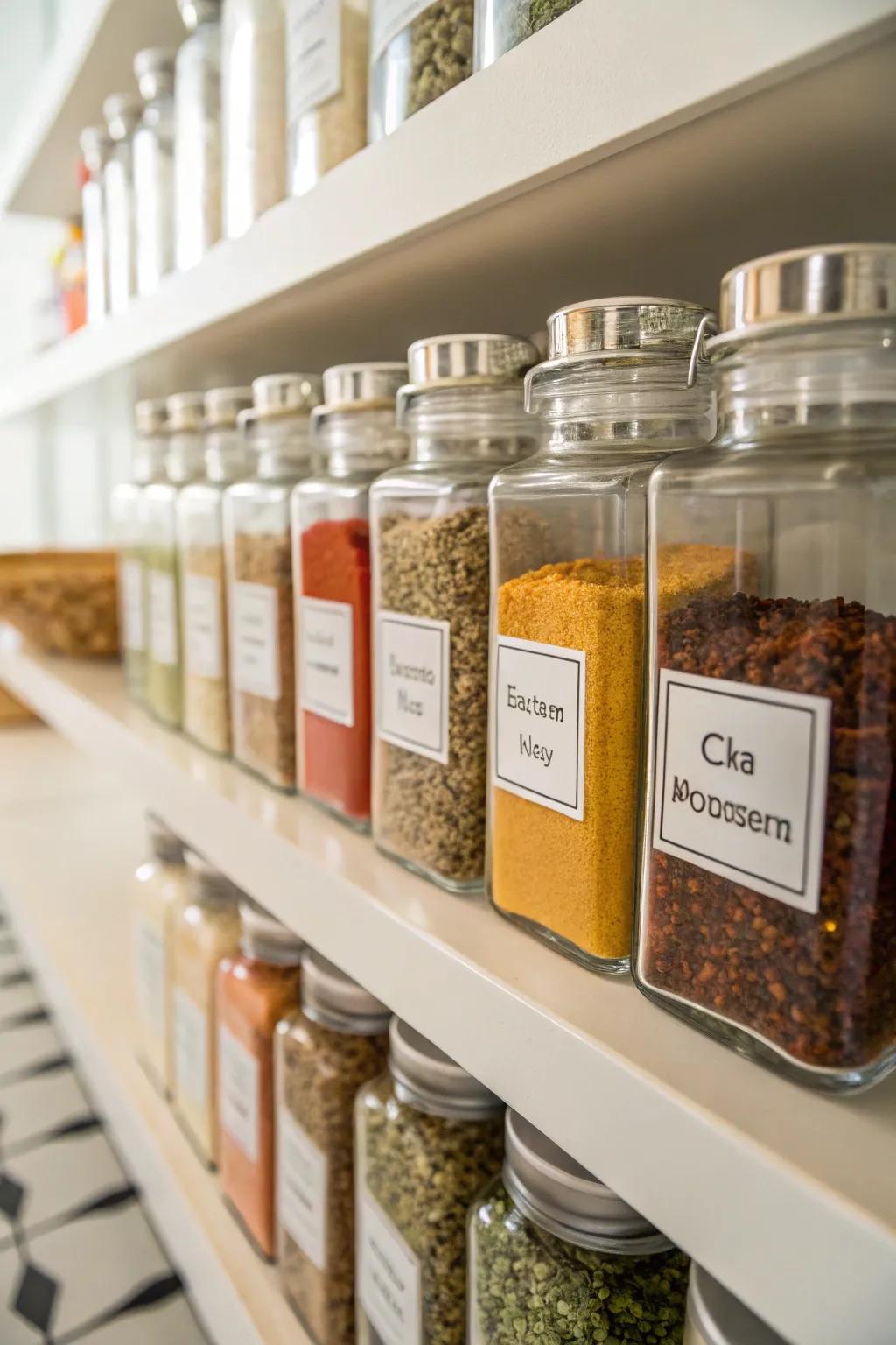 Transparent vessels make spice recognition straightforward.