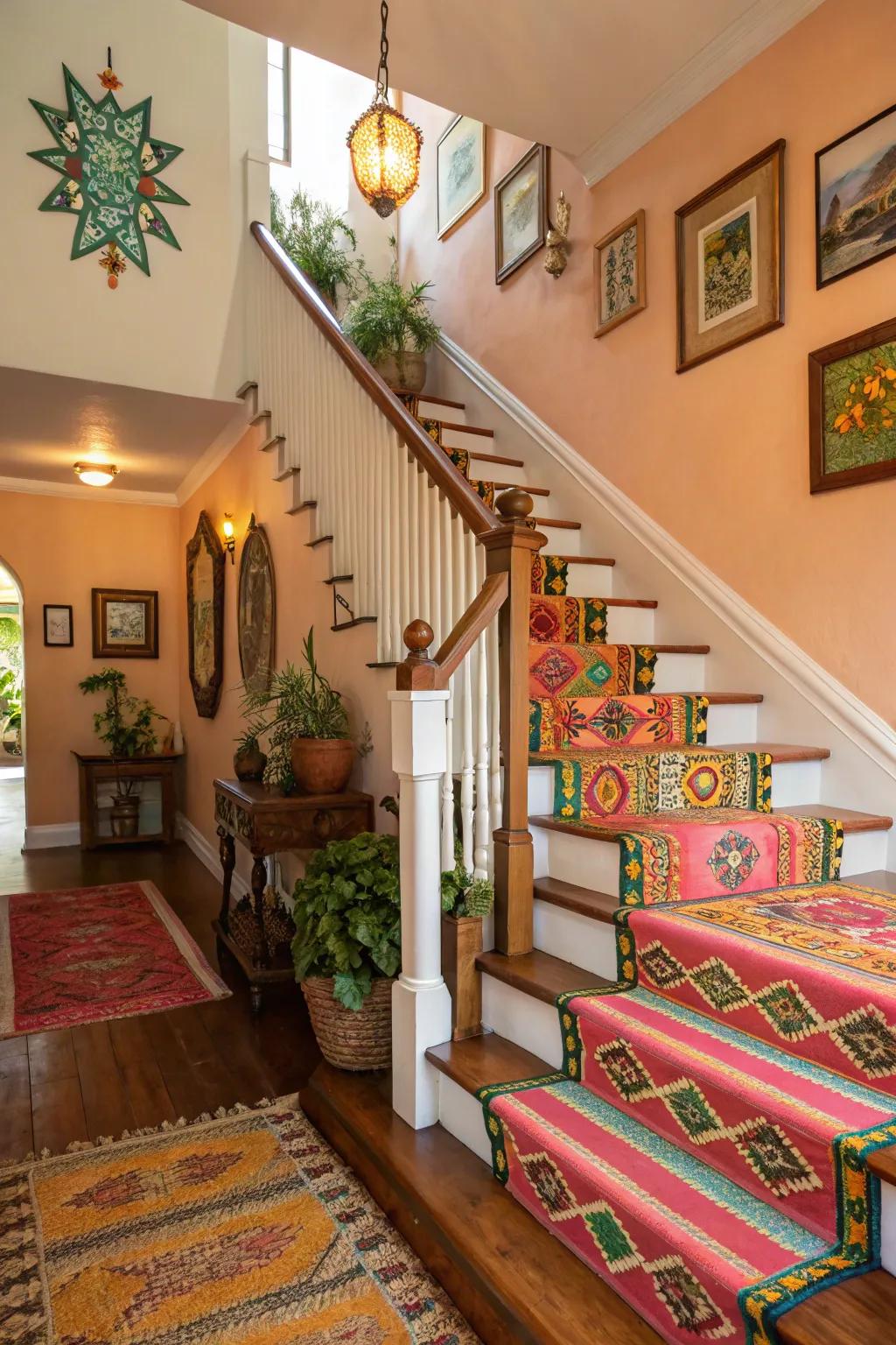 A stair pathway can introduce a dash of color and texture to your stairs.