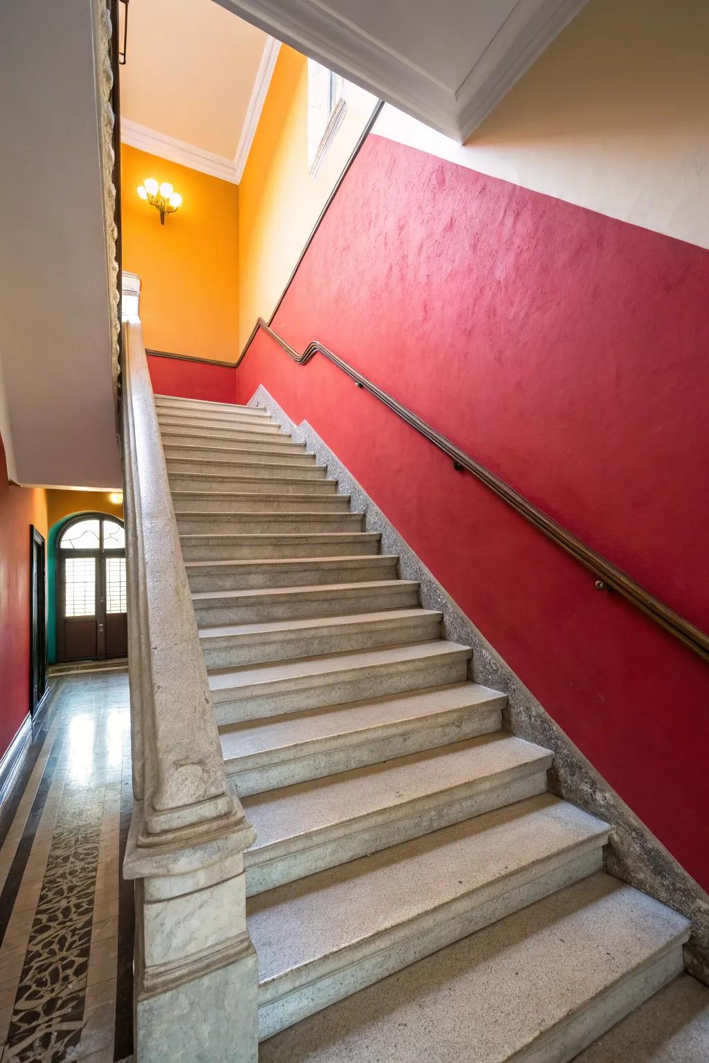 A striking paint choice can enrich your staircase with a burst of character.
