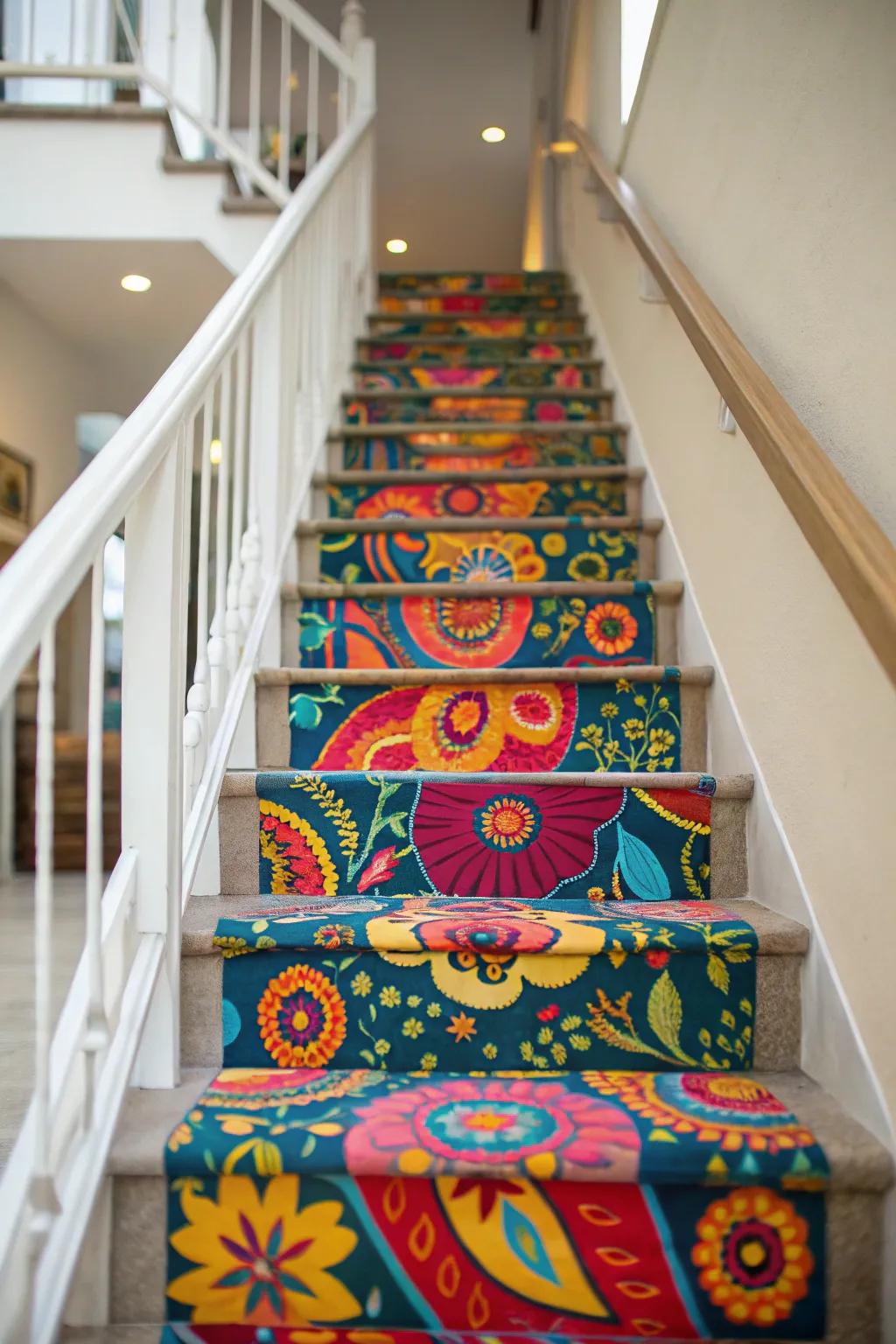 Incorporate flair and comfort using a stunning stair flooring strip.