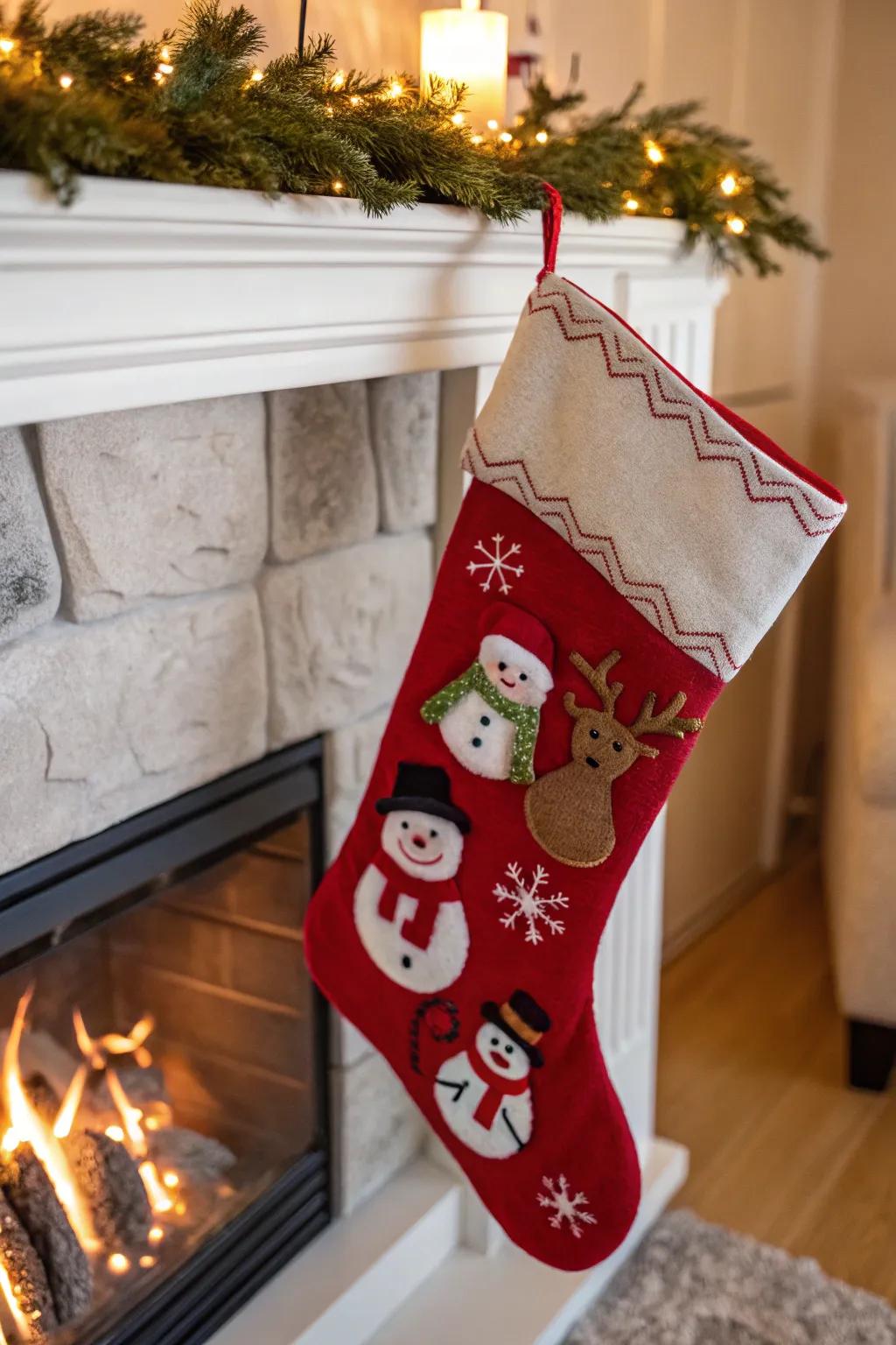 Animate your stocking using felt personalities.