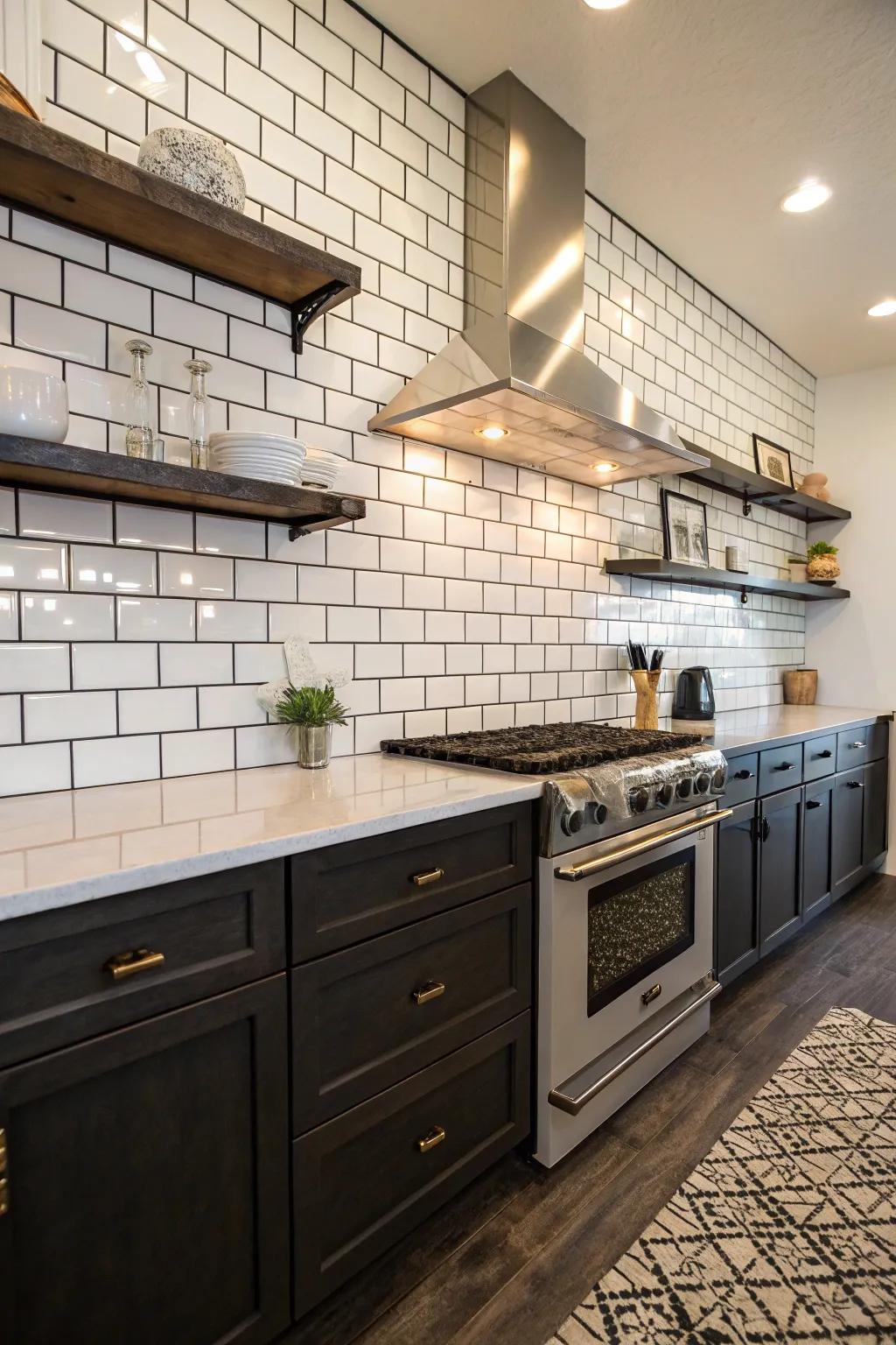 Highlight tile patterns with contrast grout.