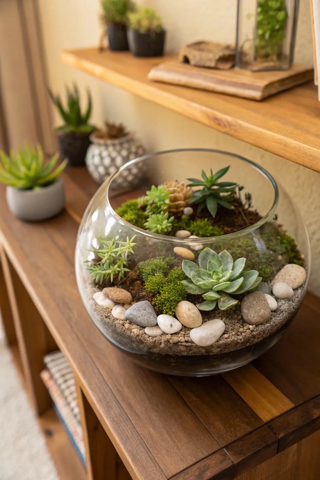 A scaled succulent greenhouse brimming with natural components.