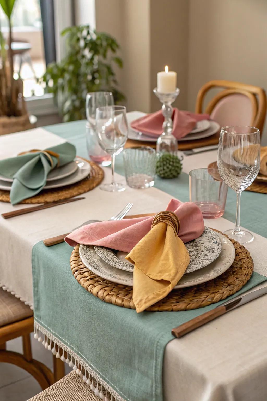 Consistent color synchronization results in a polished table setting.