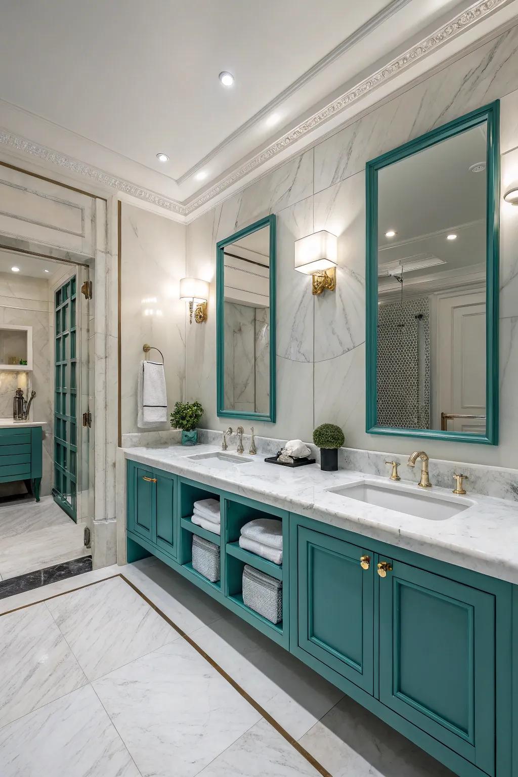 Unite cerulean with marble for enduring grace.